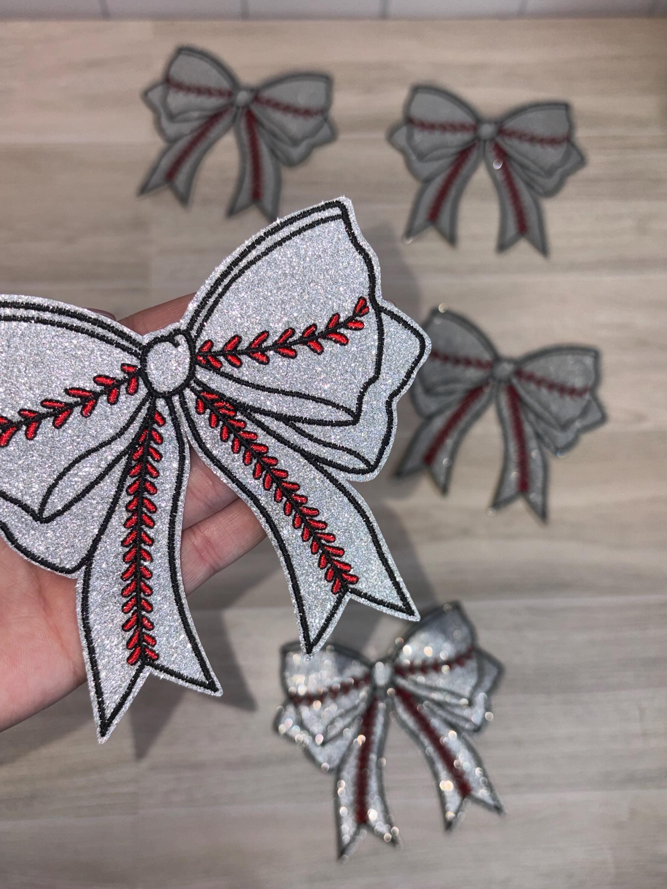 Glitter Embroidery Bow Patch | Baseball patch, Football patch. (4–6”)