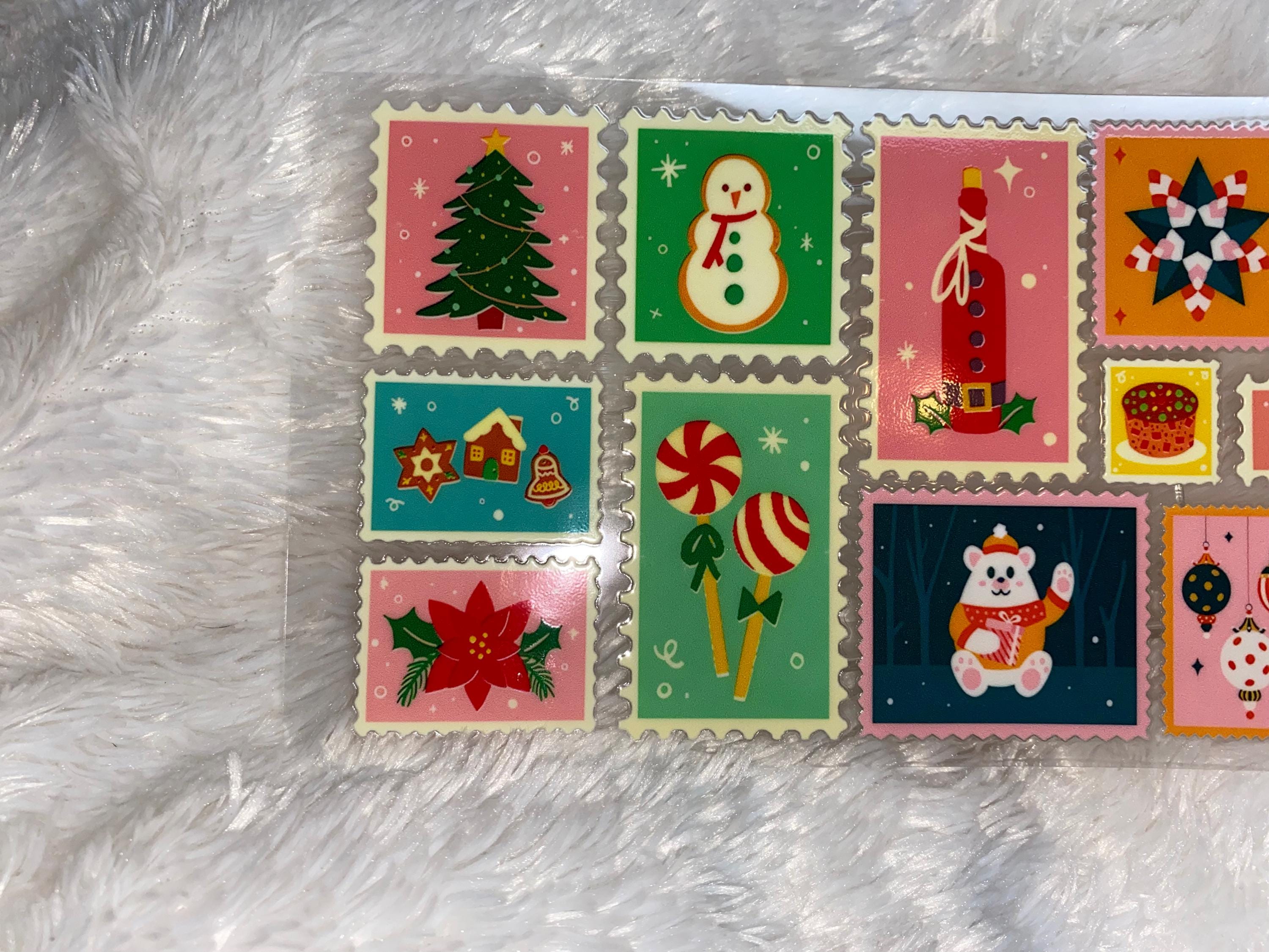Christmas Stamps UV DTF 16oz Wrap: Tumbler Design