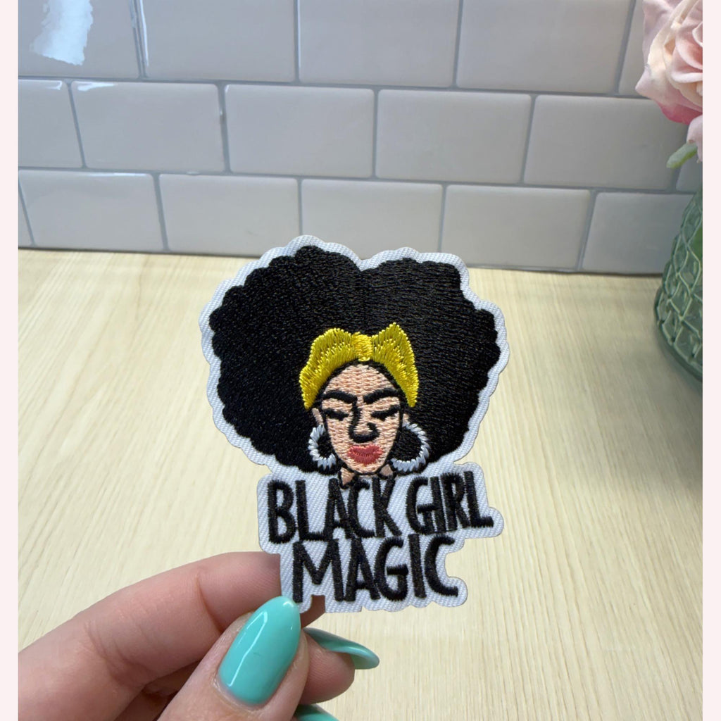Black Girl Magic Patch – Embroidered Iron-On Patch, Melanin Pride | Natural Hair Patch | Empowerment Statement Patch