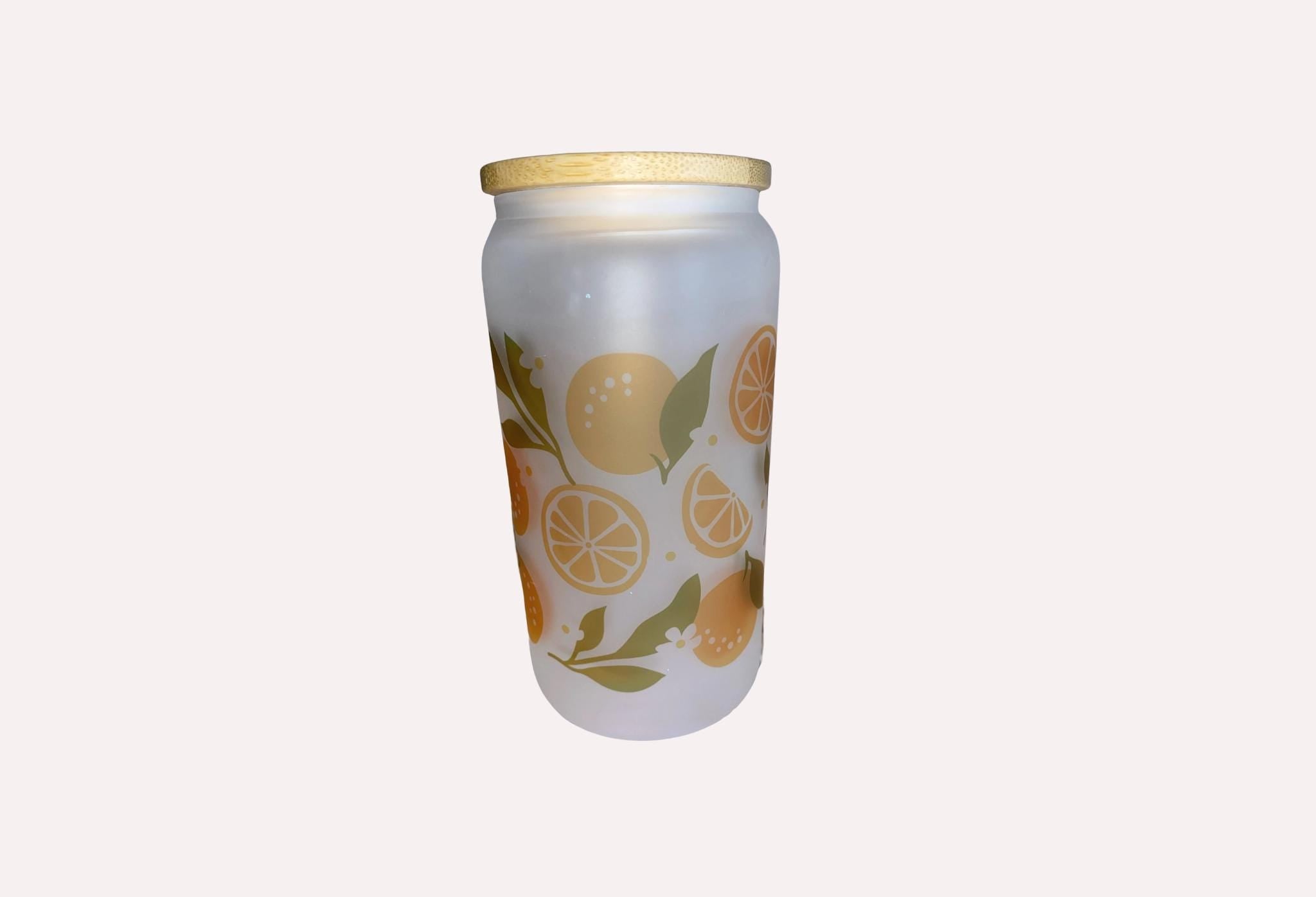 Frosted Beer Can Glass - Oranges themed