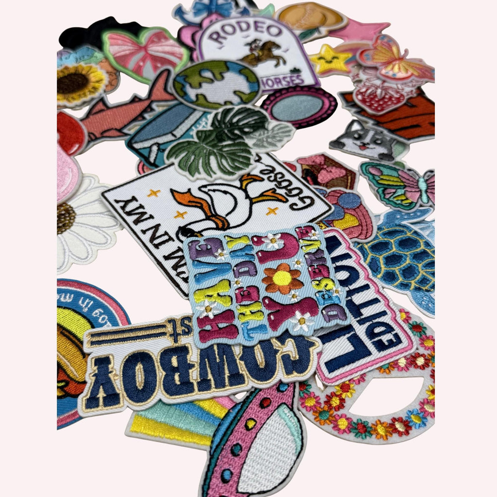 Playful Eclectic Patch Bundle – 40-Piece Iron-On Embroidery Set