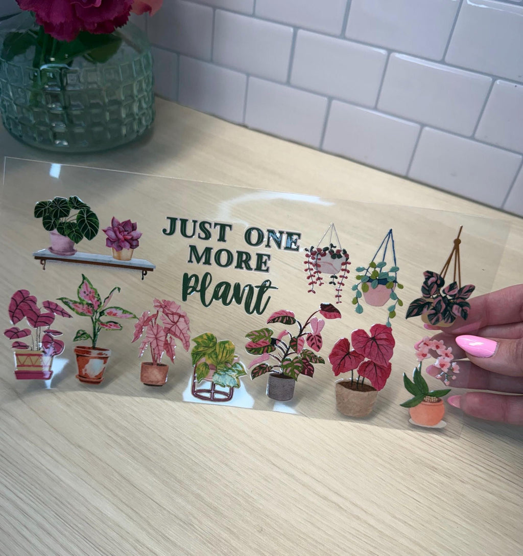 Just One More Plant UVDTF Cup Wrap – Pink Plants for the Girly Green Thumb