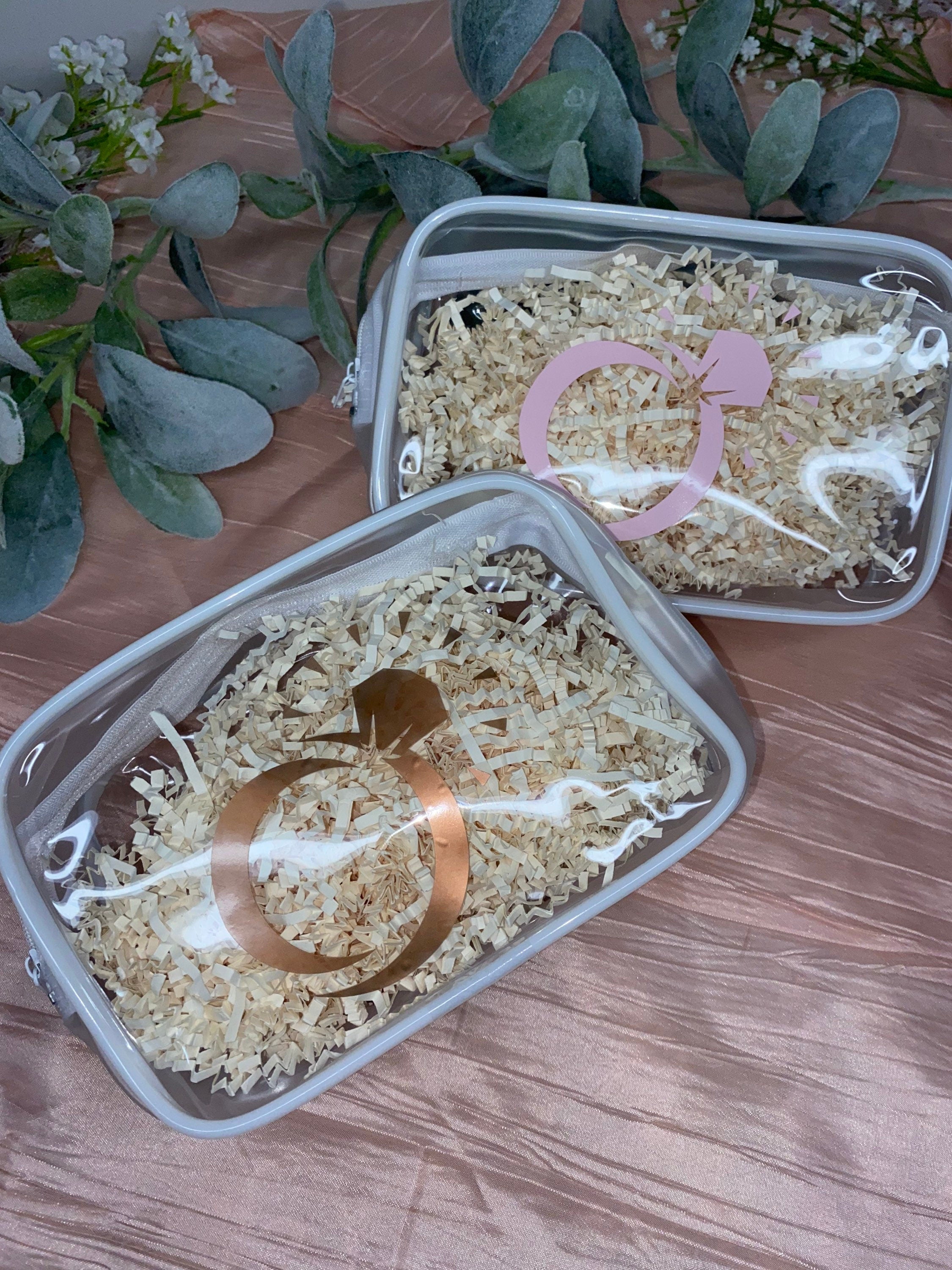 Custom Bride-to-Be Clear Makeup Bag,  “I Do” Design