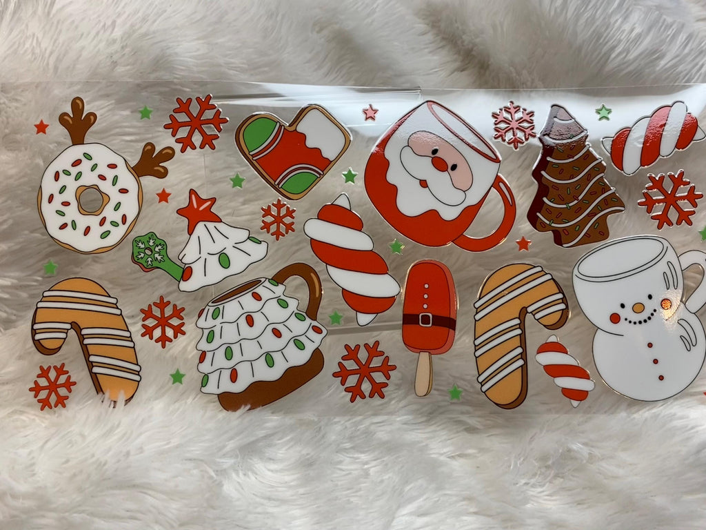 Christmas UV DTF 16oz Tumbler Wrap: Festive Cup Design