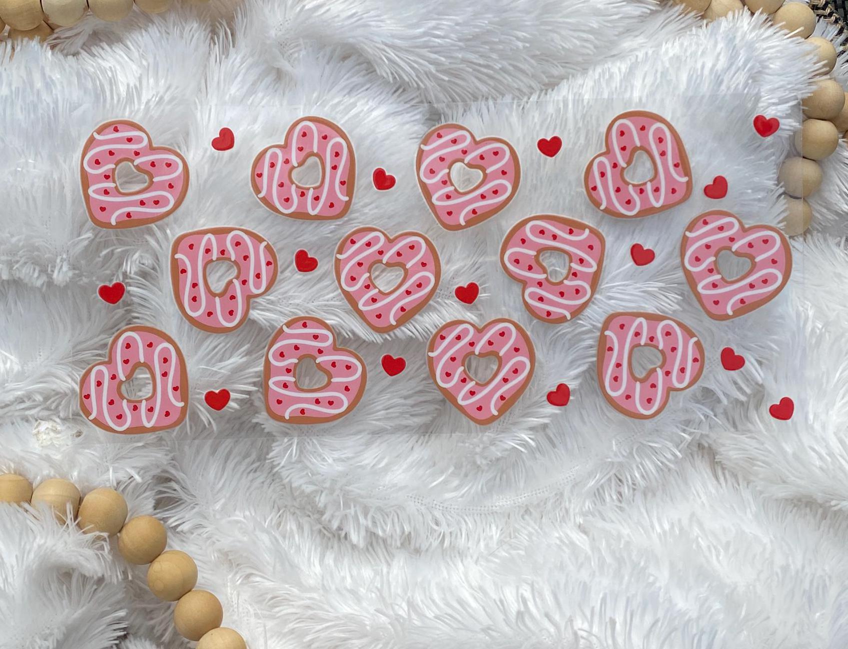 Heart Sprinkled Donut UV DTF Wrap: 16oz Tumbler Decal