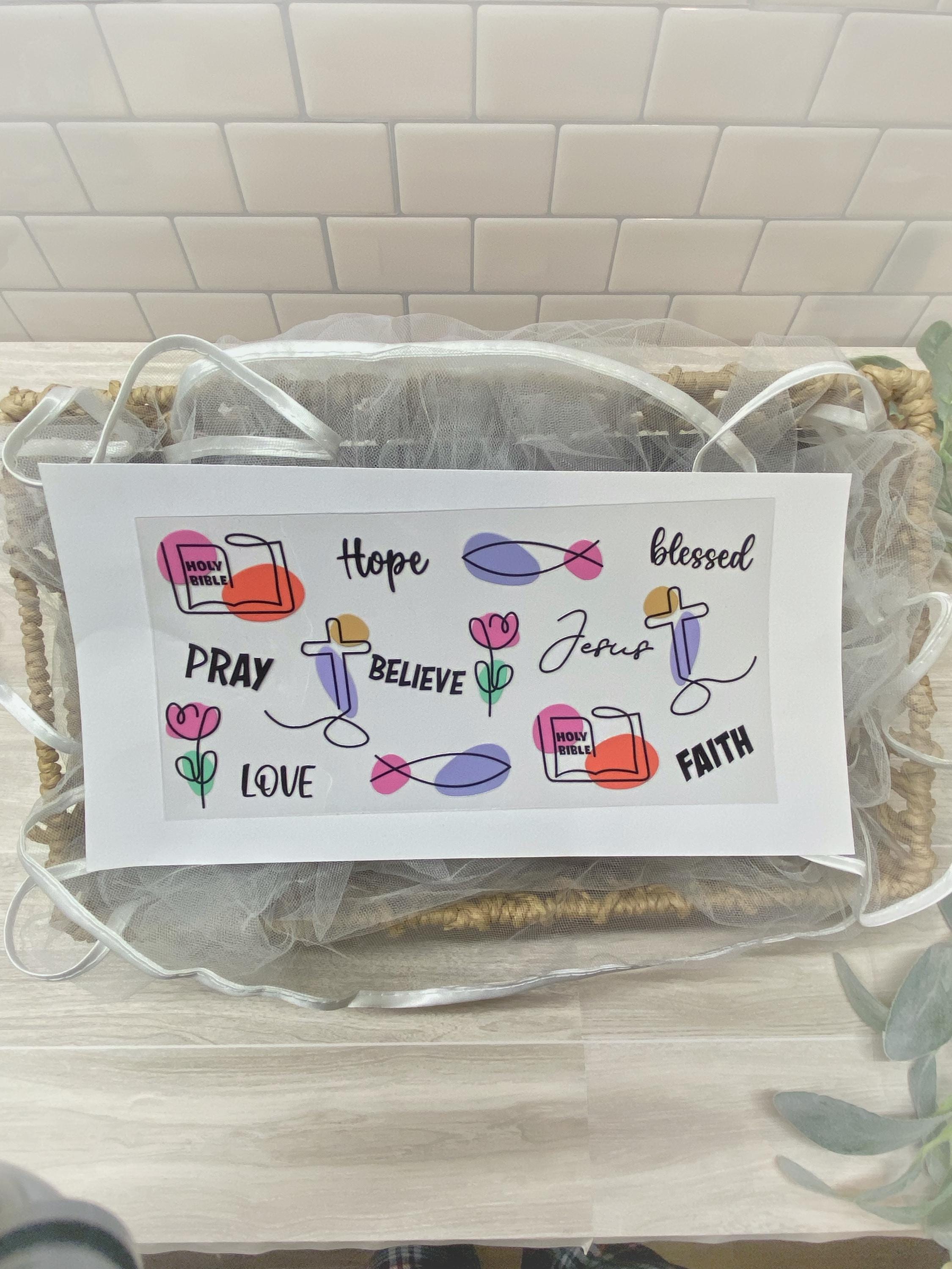 Christian UV DTF 16oz Glass Cup Wrap, Inspirational Faith Transfer