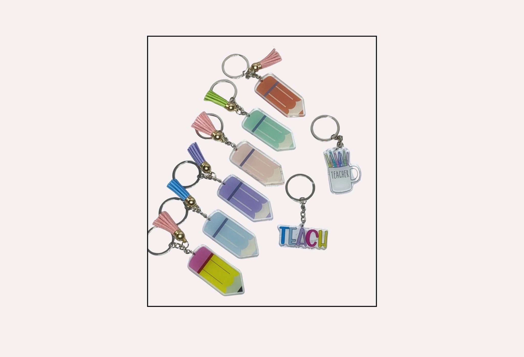 Teacher Keychains - Pastel Pencil Keychains