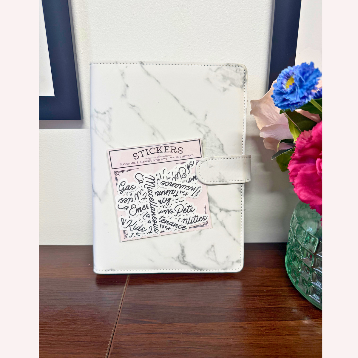 Marble Budget Binder with Cash Envelopes & Stickers – A5 Budget Planner – Cash Stuffing Binder – Monthly Budget & Expense Tracker