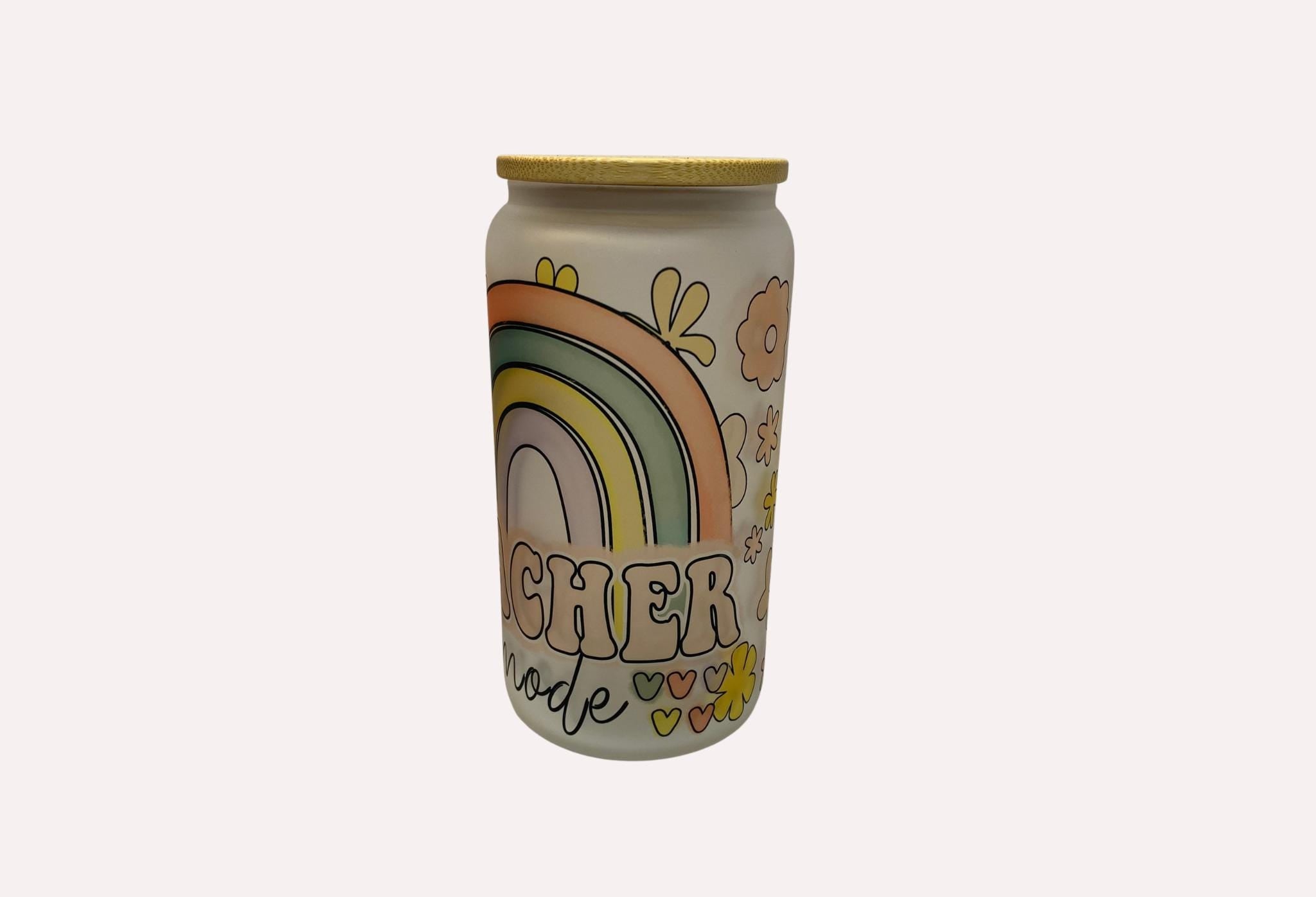 Teacher Mode Frosted Beer Can Glass - pastel colors