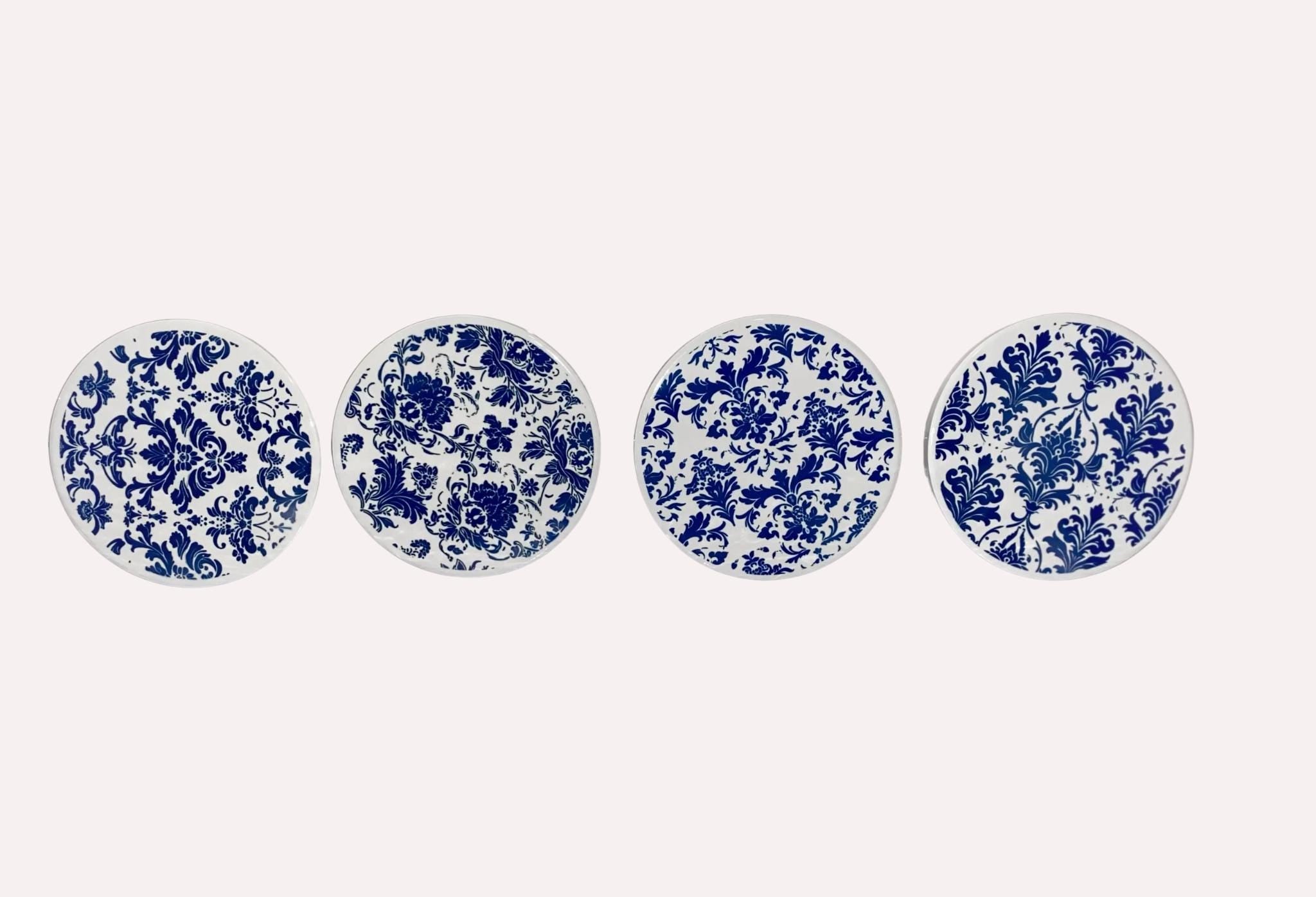 Blue Damask Coasters: Elegant Classic Pattern Home Decor