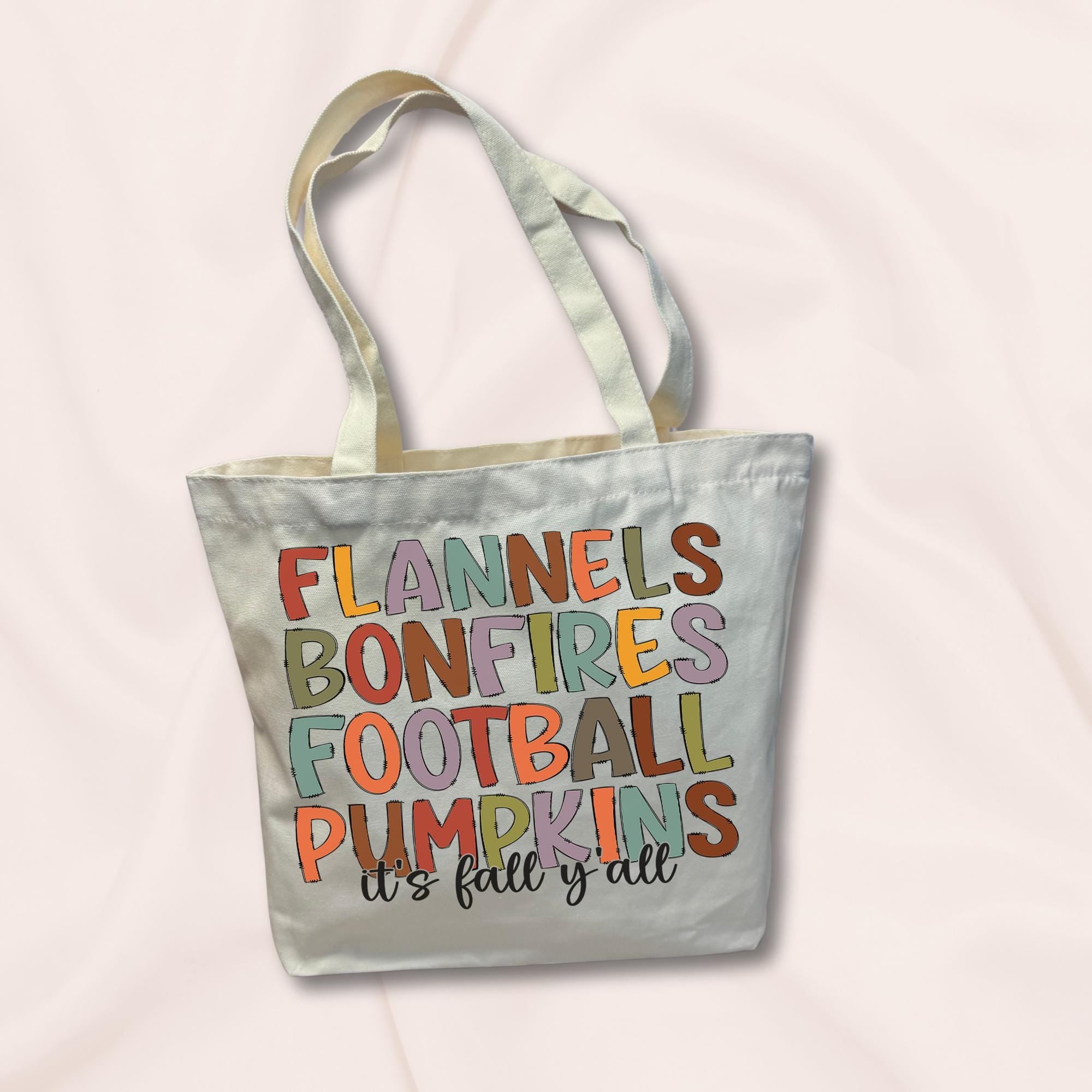 Fall Canvas Tote Bag: Bonfires, Football, Pumpkins Market Bag