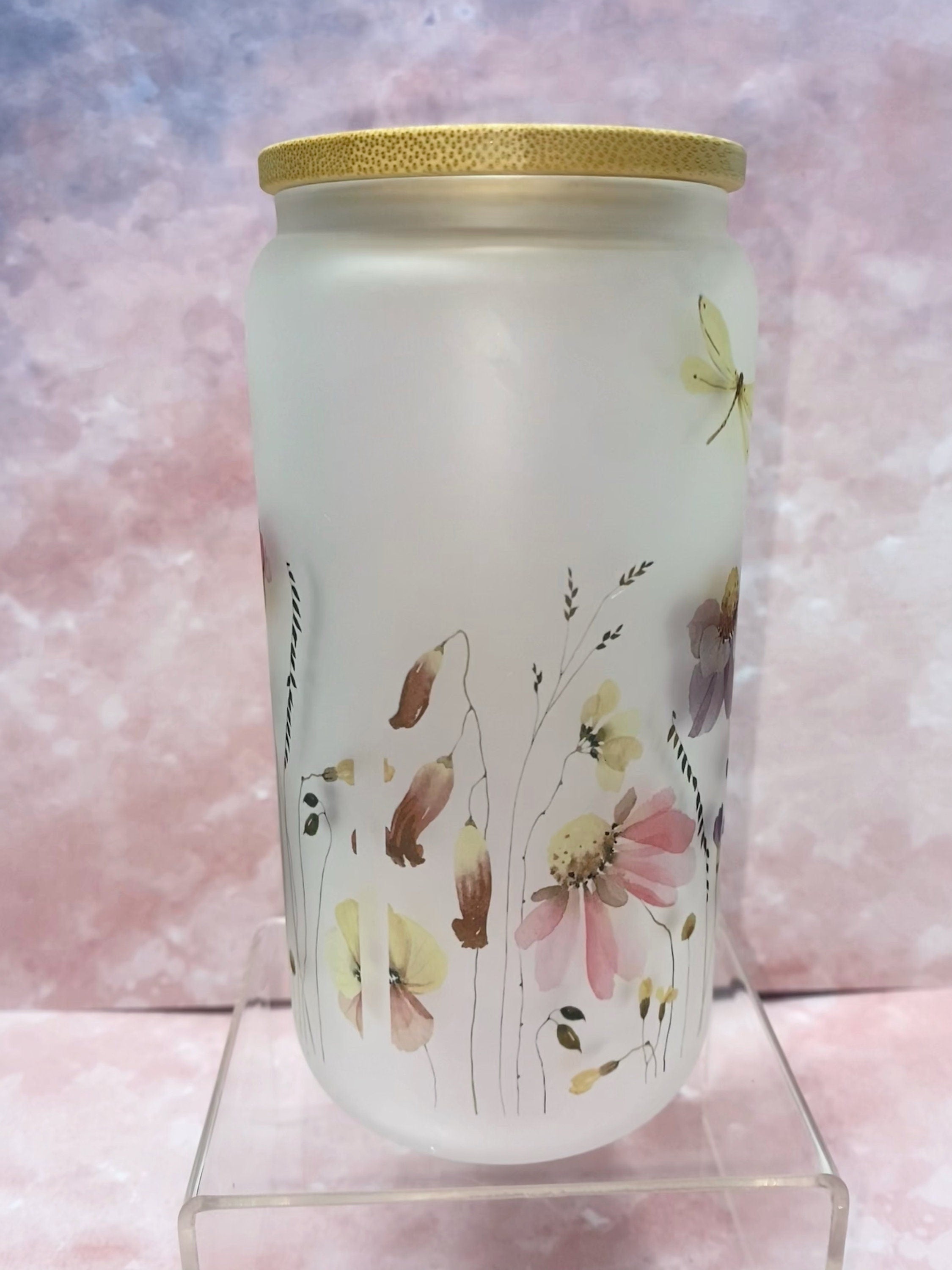 wildflower frosted beer glass