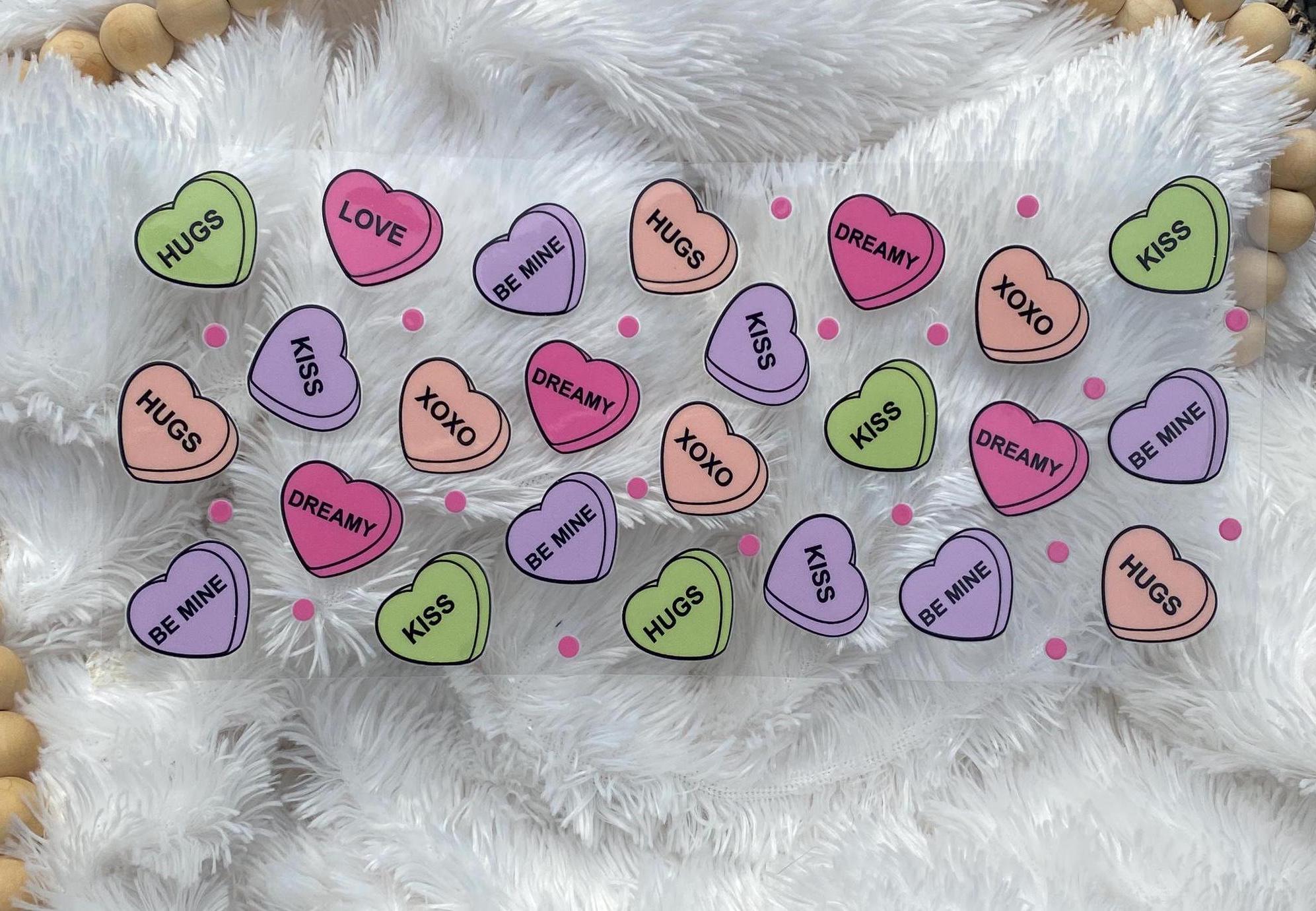 Pastel Hearts UV DTF Wrap: Valentines 16 oz Libbey Glass
