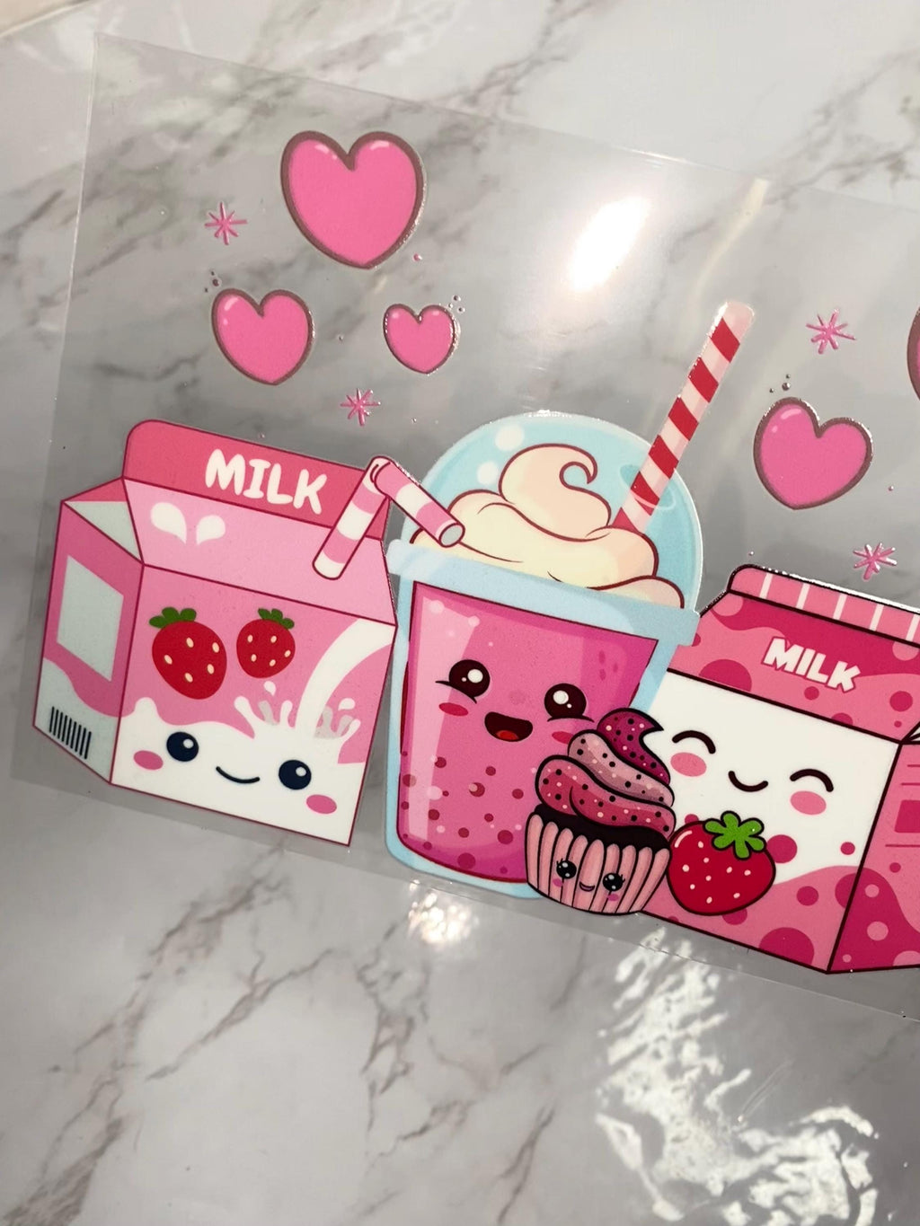 Cute Milk Theme, UV DTF 16oz wrap, Milk & Tea