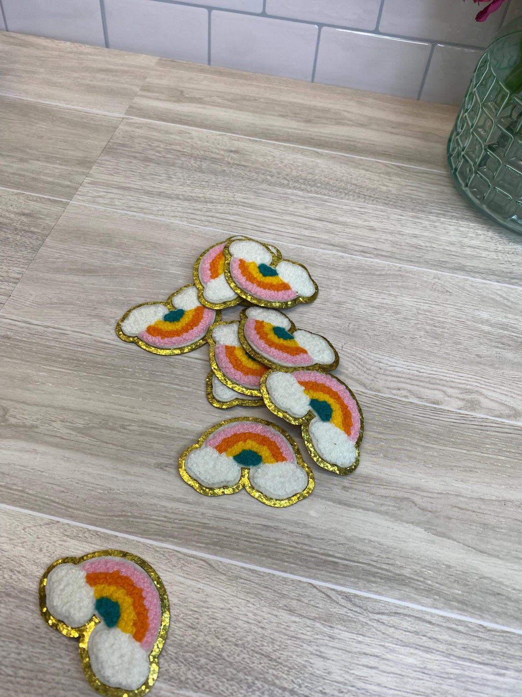 Chenille Rainbow Applique Patch, Iron-On DIY Crafts