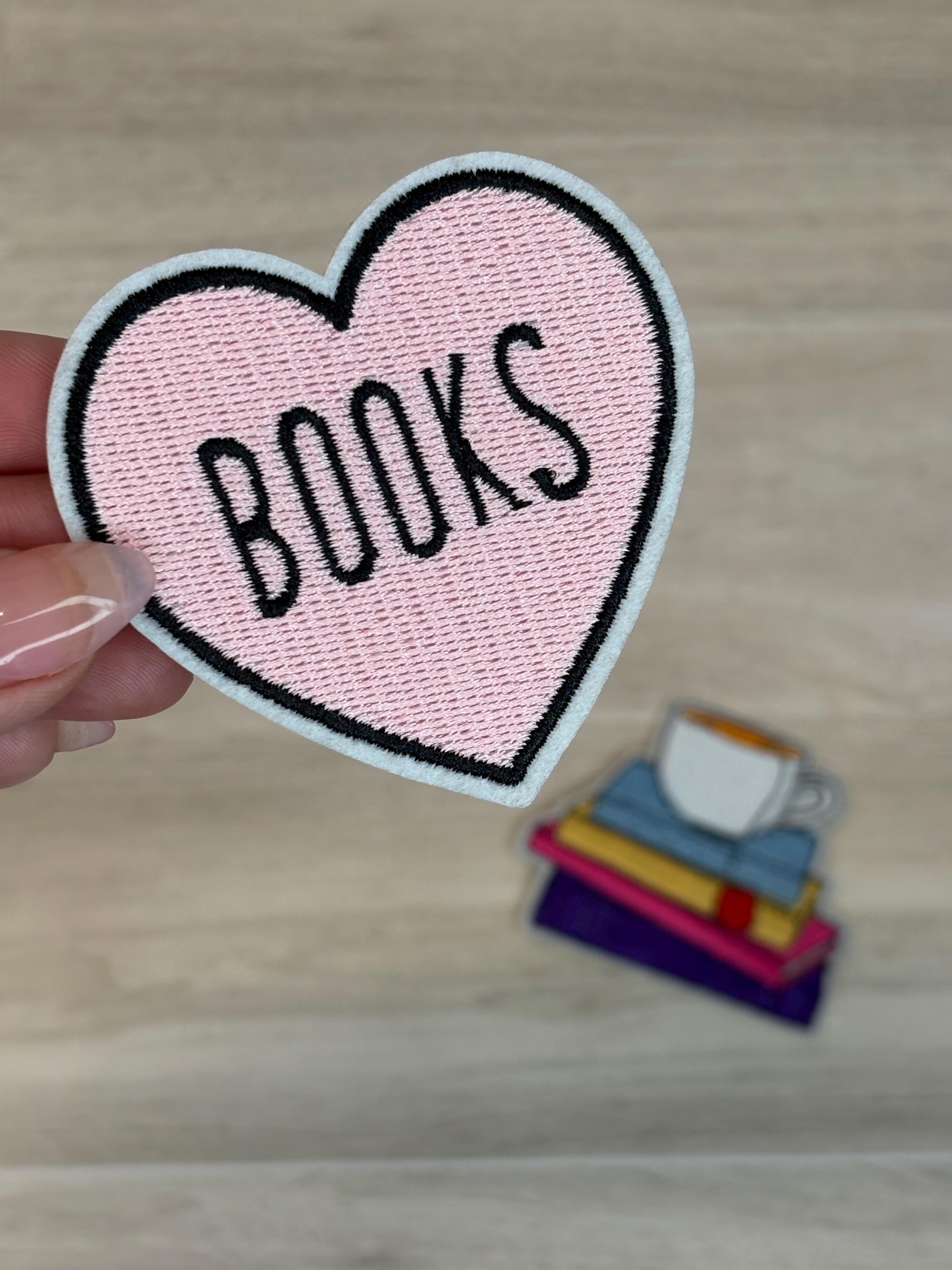 Books & Coffee Patch Duo Set (2–3.5”) | Iron-On Embroidery