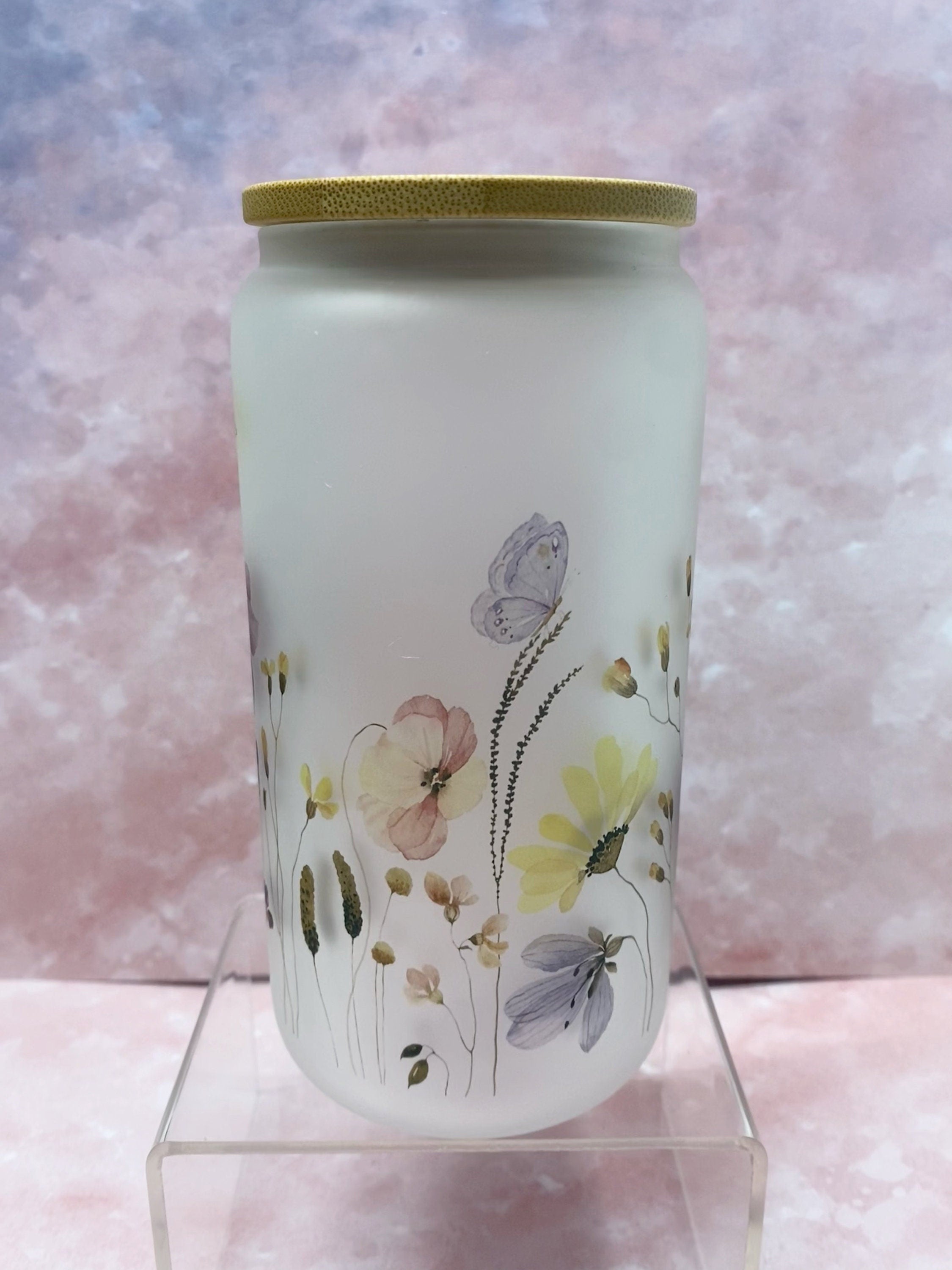 wildflower frosted beer glass