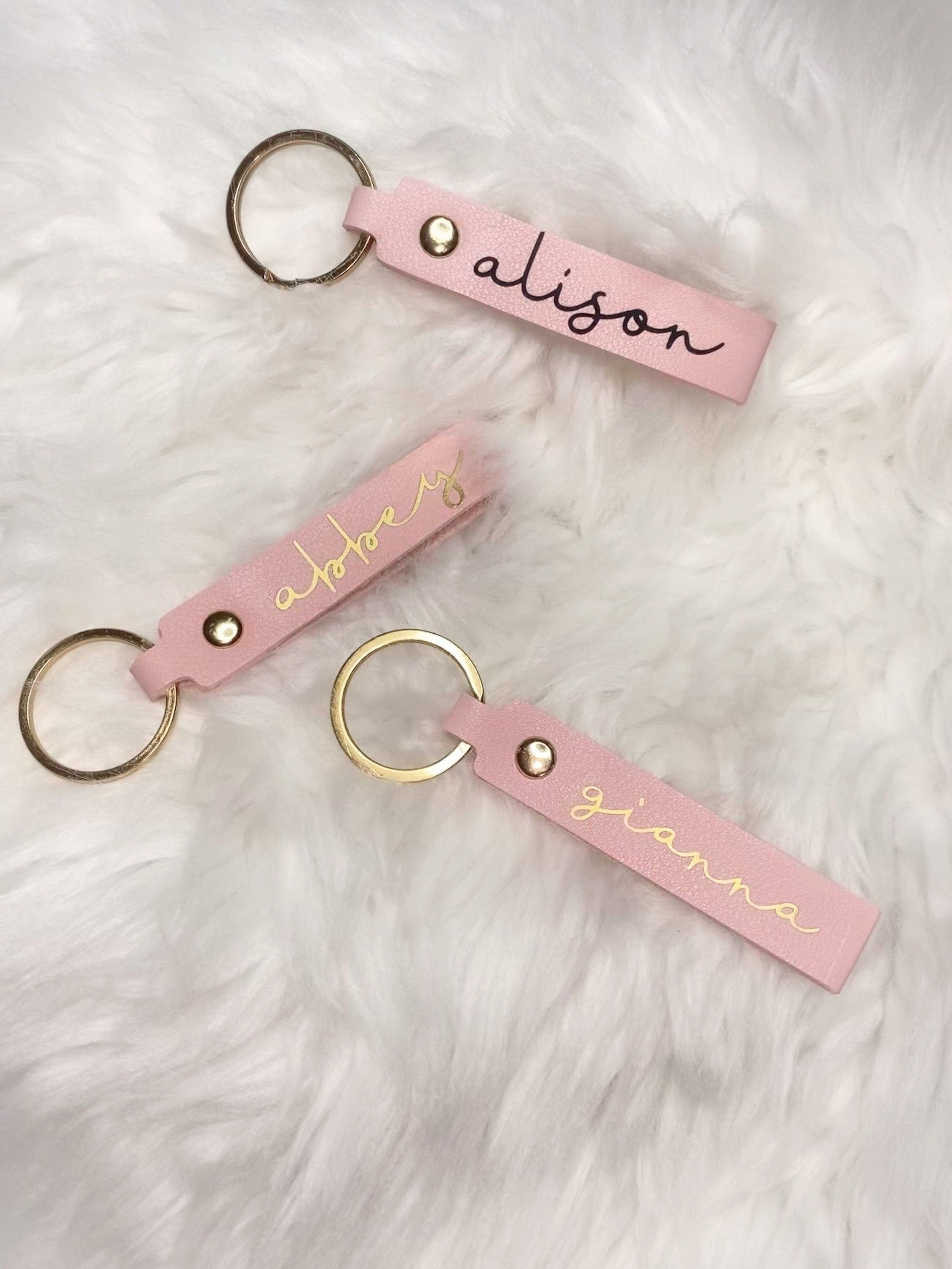 Personalized Name Keychain – Custom Keyring Gift, Customized keychain, Light Pink