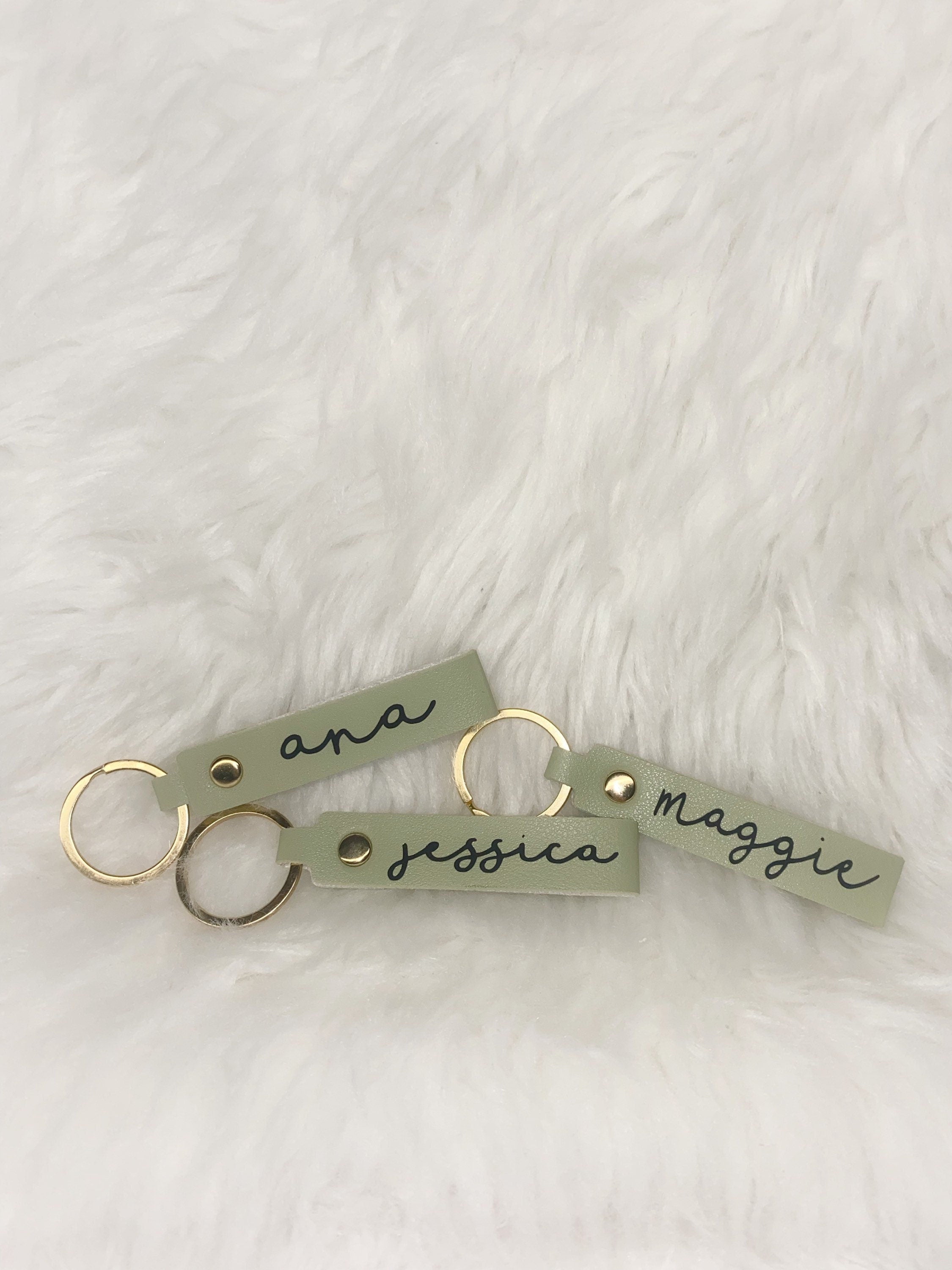 Personalized Name Keychain – Custom Keyring Gift, Customized keychain, Sage Green
