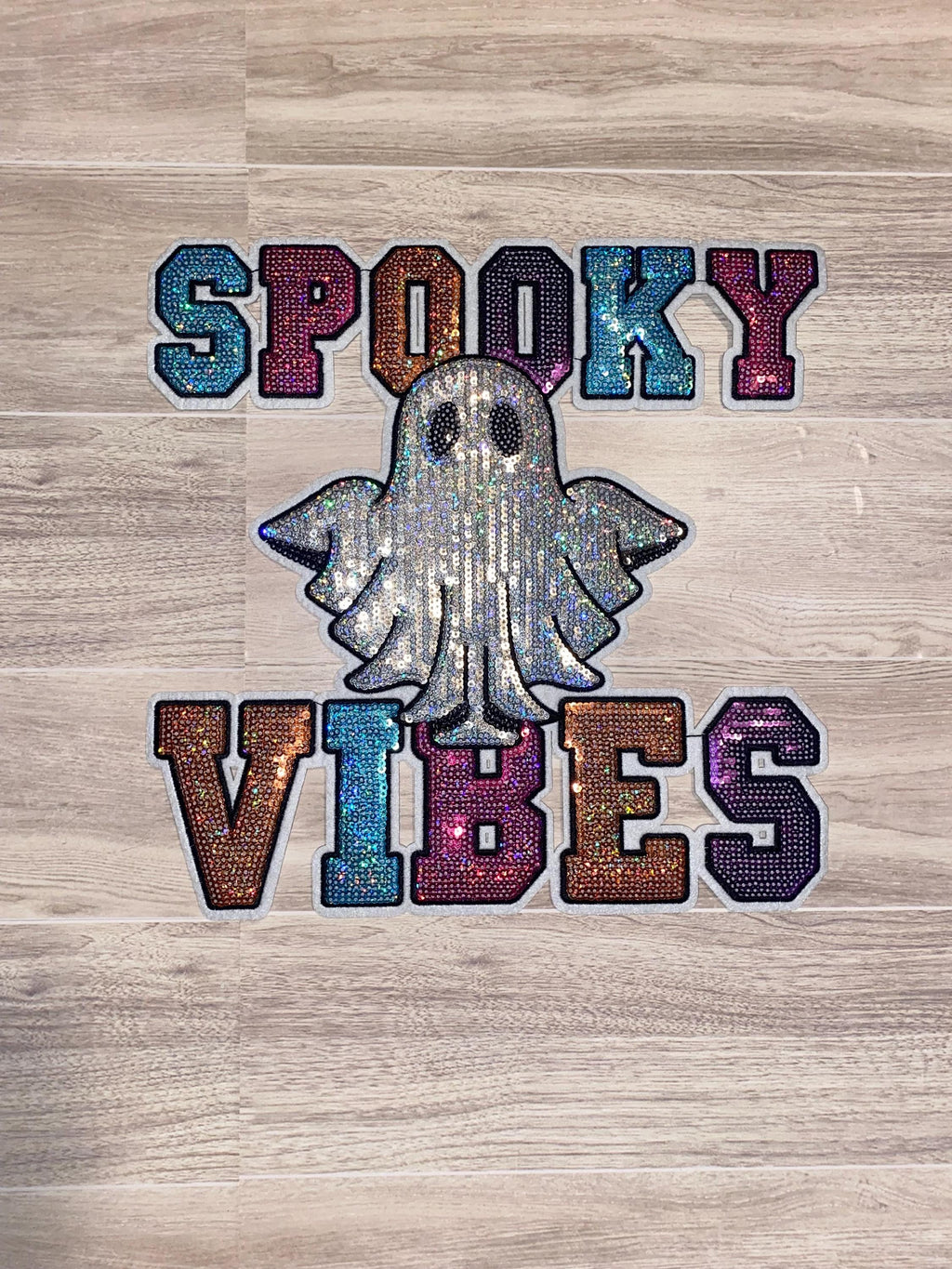 Sequin "SPOOKY" Iron-On Patch: Large Halloween Letter Applique