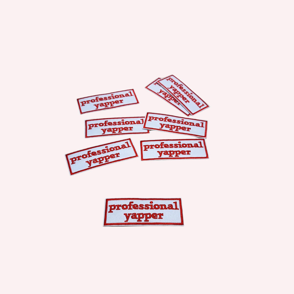 Professional Yapper Iron On Patch, Embroidered Patch - Red & White Funny Patch | Tote, Jacket and Backpack Applique