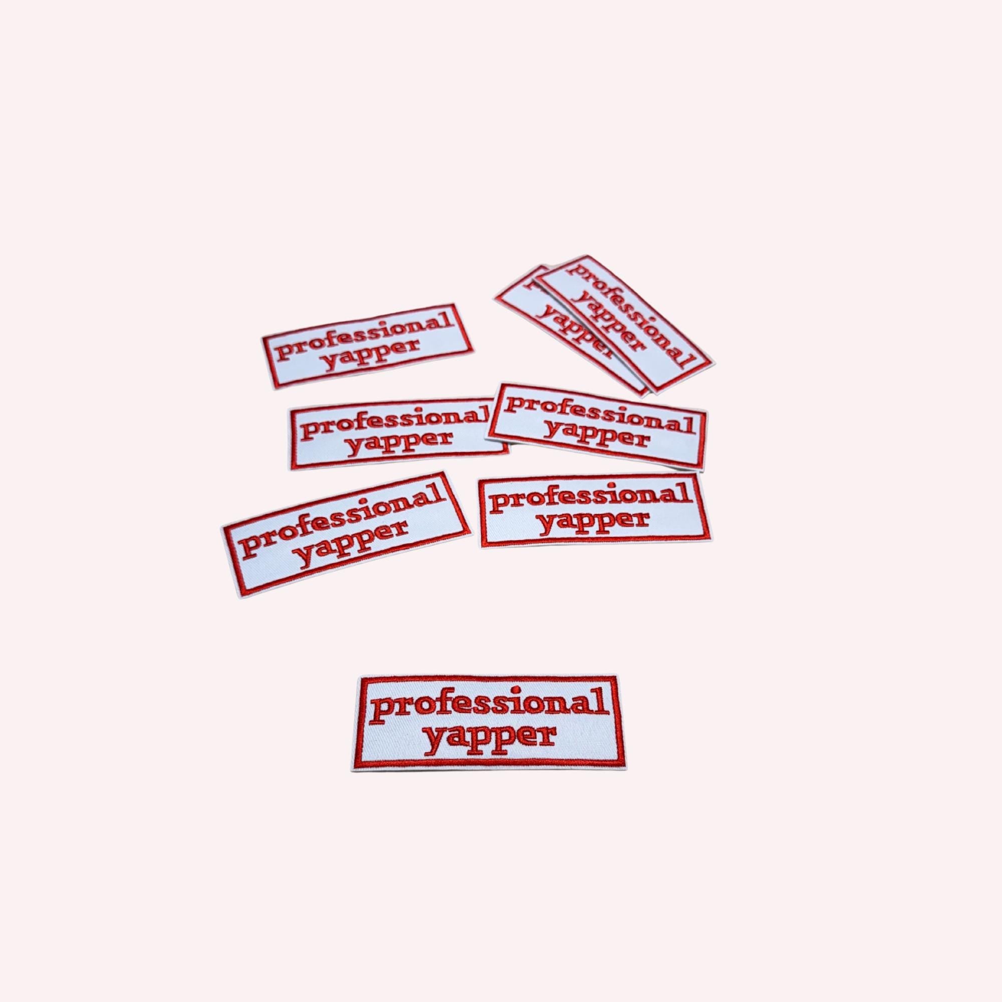 Professional Yapper Iron On Patch, Embroidered Patch - Red & White Funny Patch | Tote, Jacket and Backpack Applique