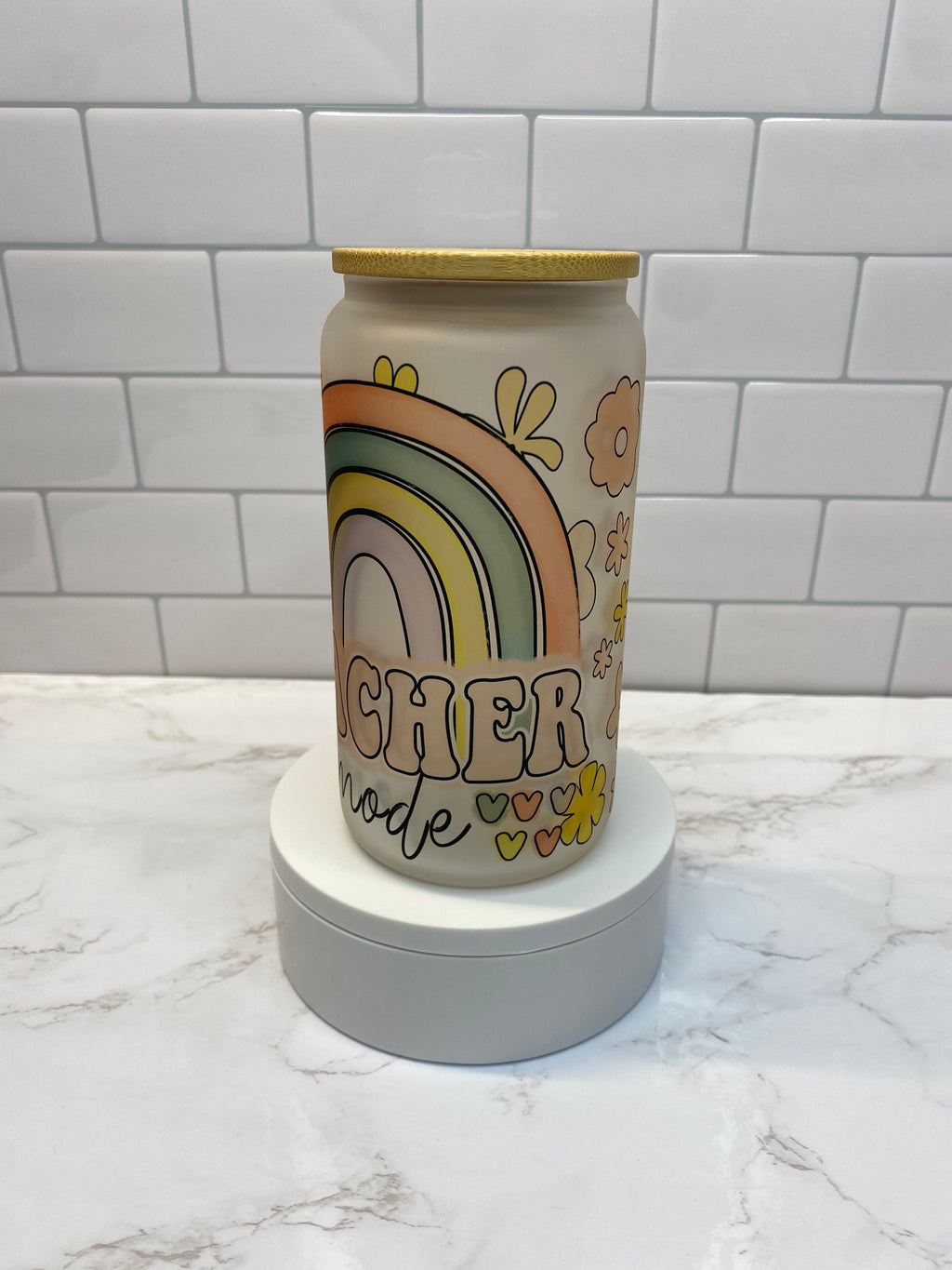 Teacher Mode Frosted Beer Can Glass - pastel colors