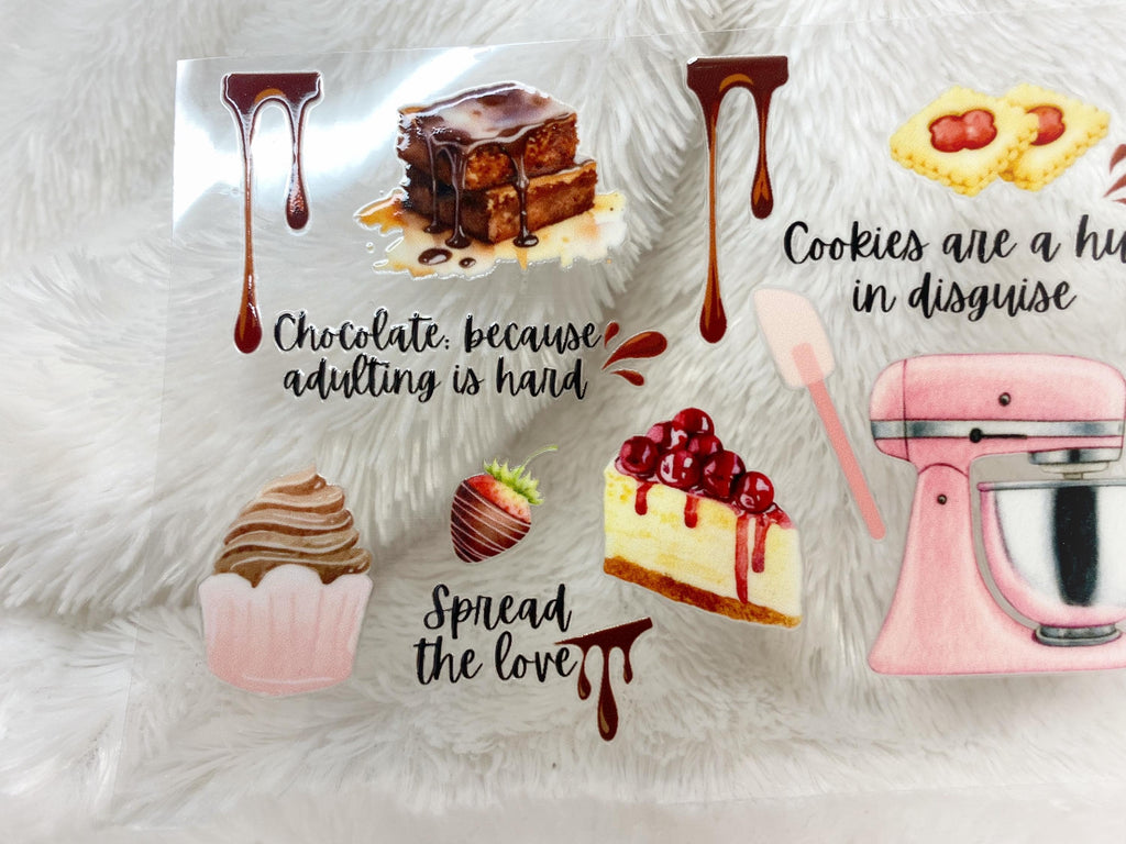 Sweet Treats UV DTF Wrap: 16oz Glass Can, Bakery Design