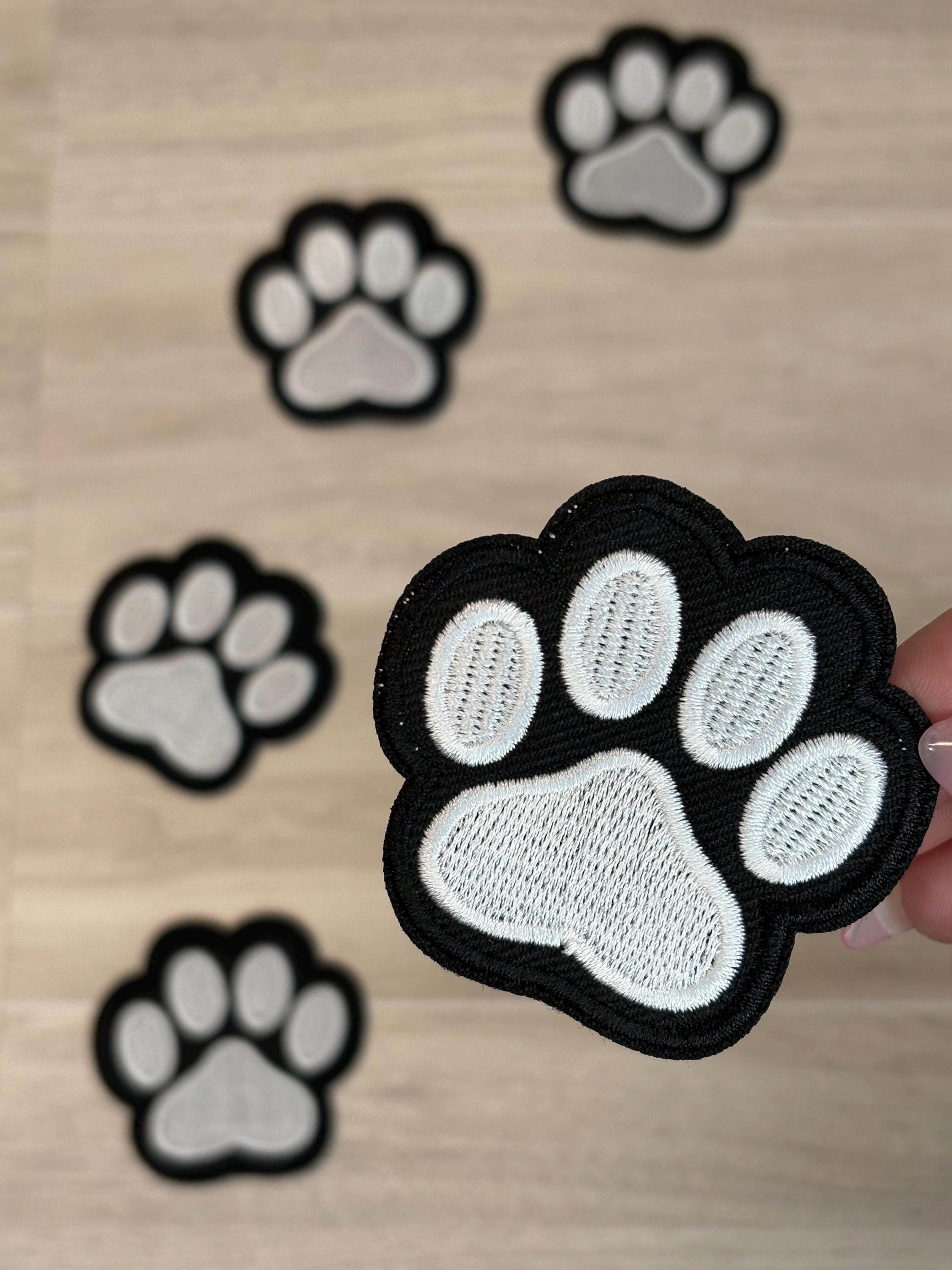 Paw Print Embroidery Patch | Iron-On Applique (2–4”)
