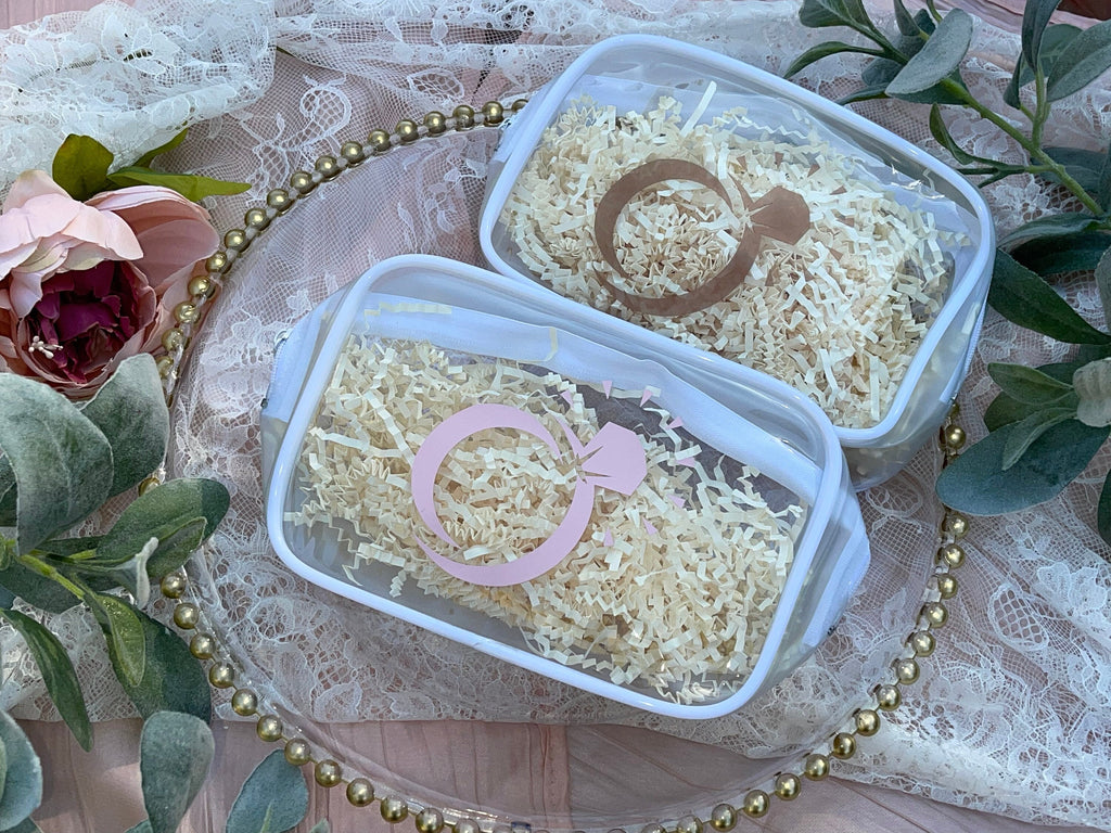 Custom Bride-to-Be Clear Makeup Bag,  “I Do” Design