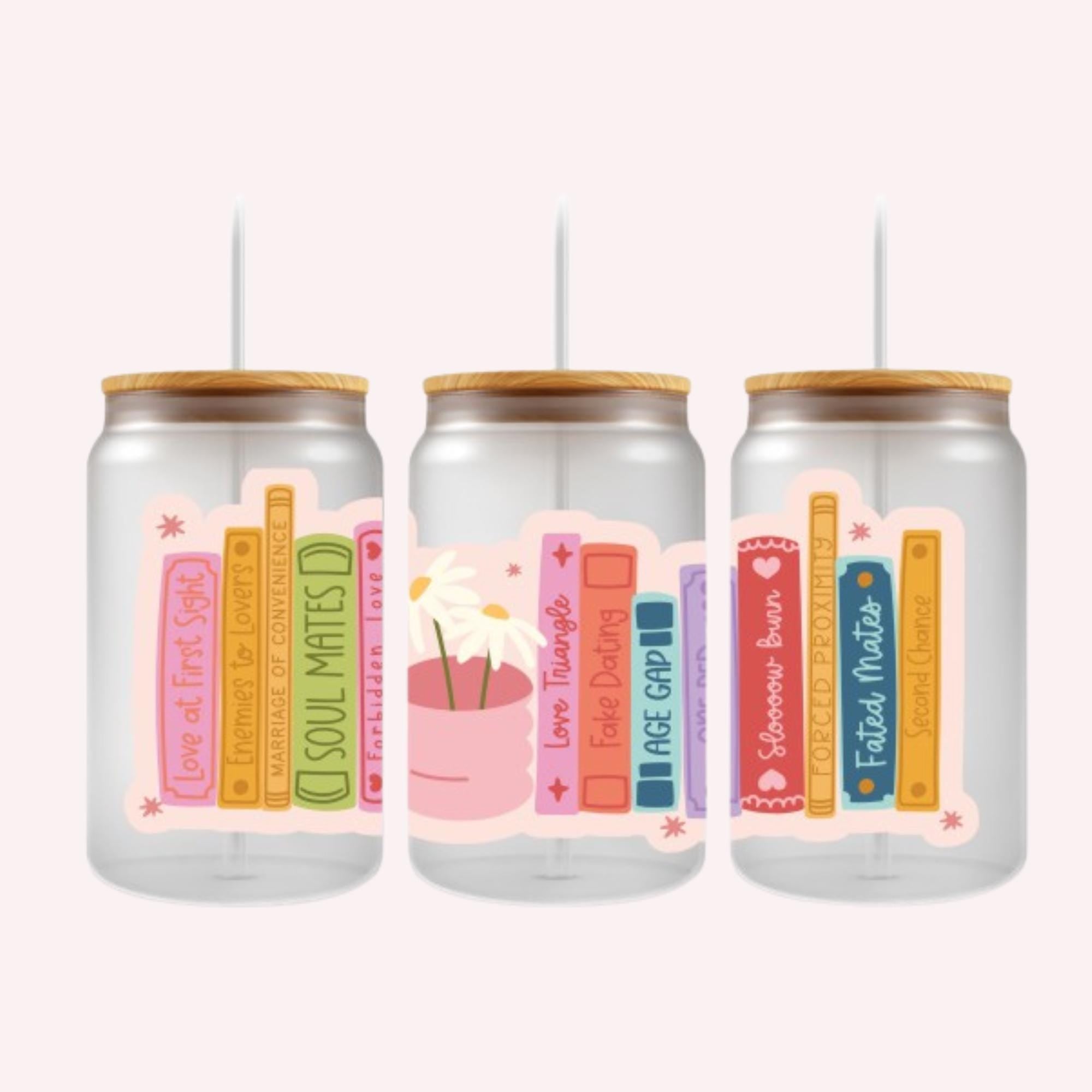 Book lover shelf of books UVDTF 16oz cup wrap book