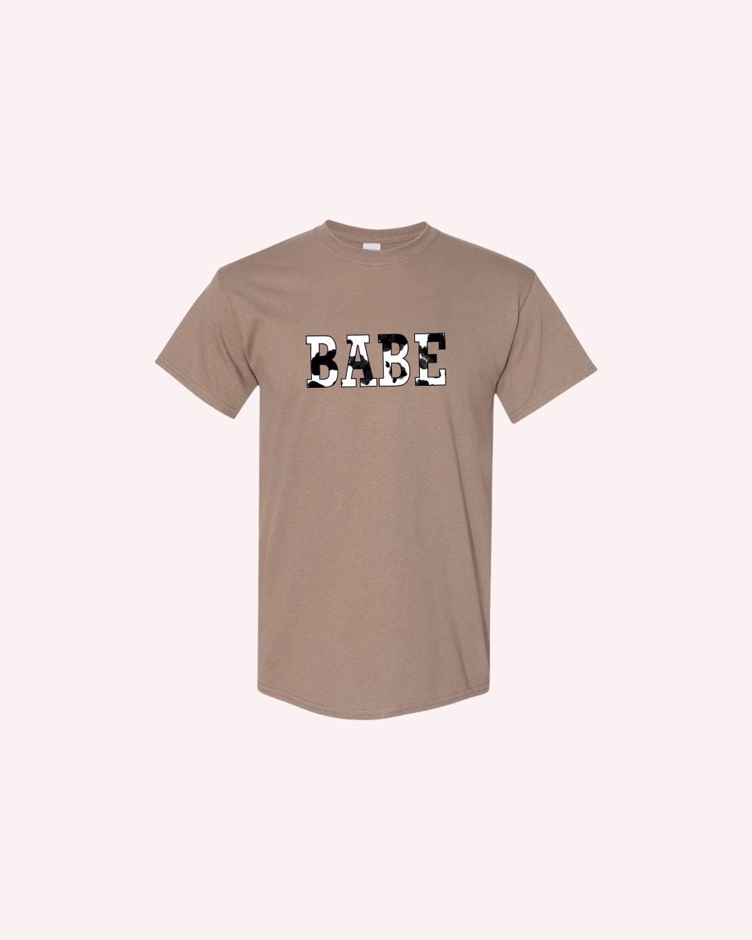 Western Bachelorette Cow Print T-Shirt: Bride & Babe Bridal Party