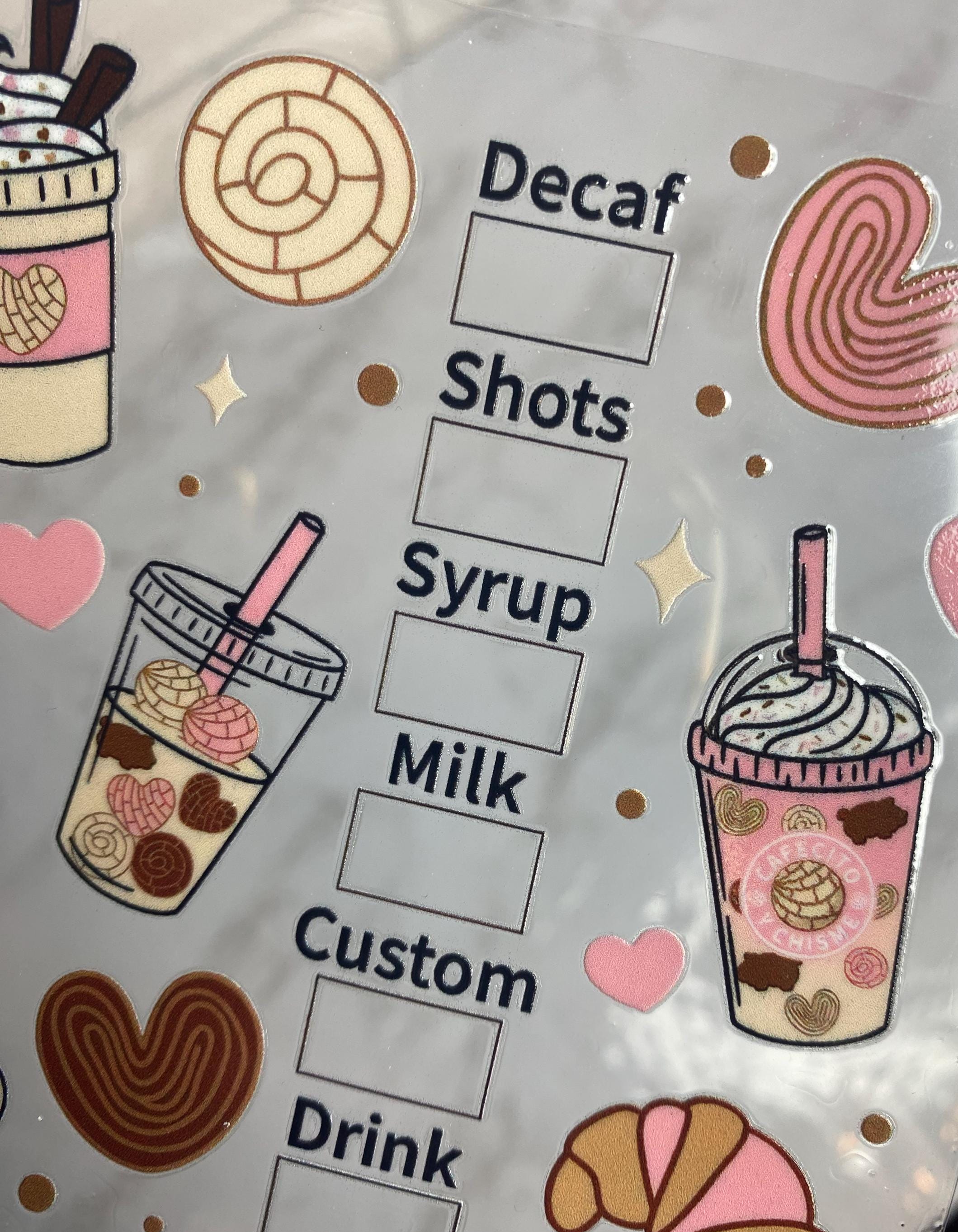 Cafecito y Chisme UV DTF Wrap: 16oz Tumbler Design