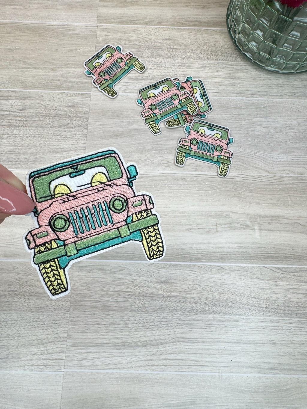 Pink Jeep Embroidered Iron On Patch – Adventure Aesthetic, jeep, iron on patch, iron on patches