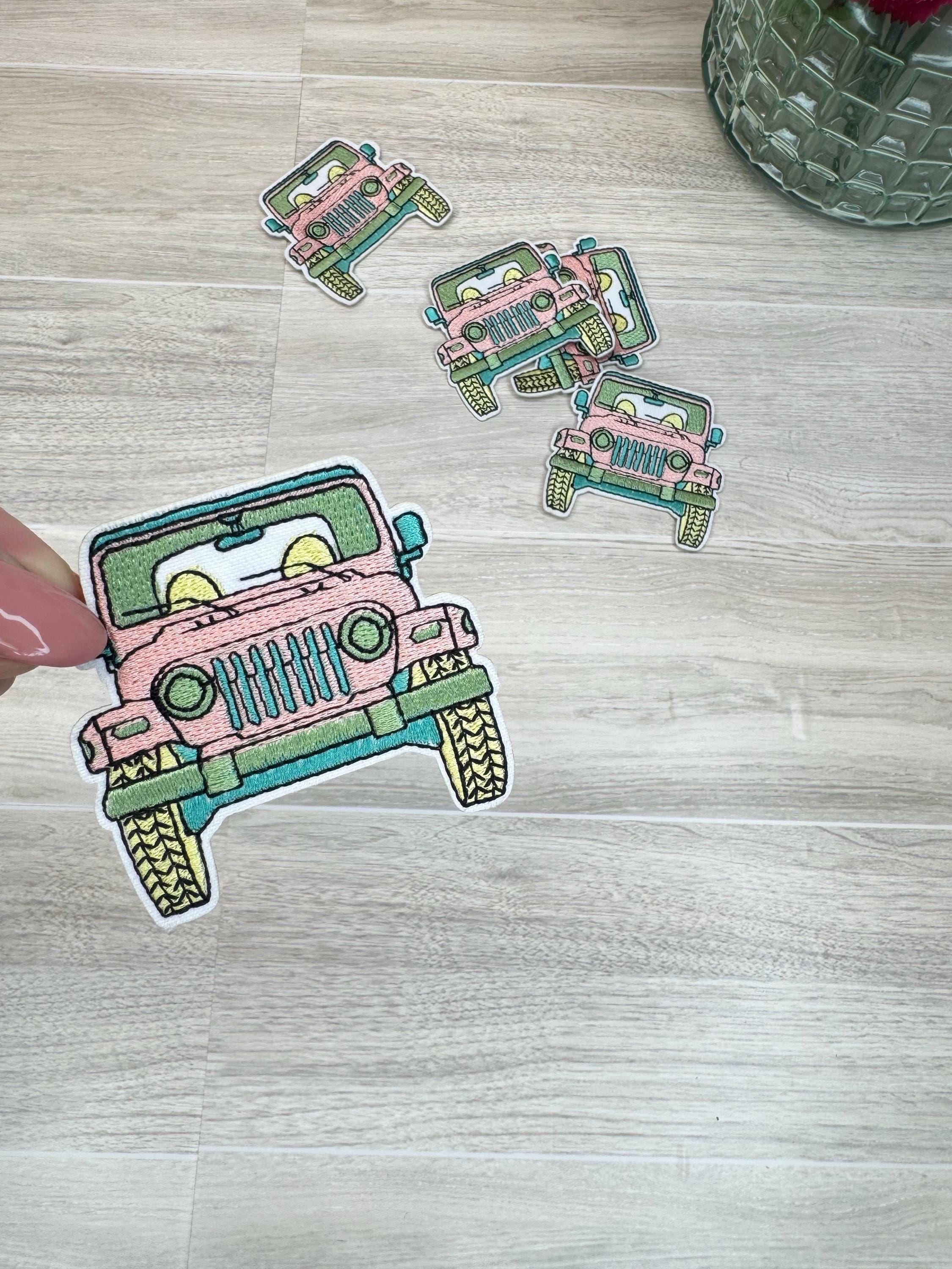 Pink Jeep Embroidered Iron On Patch – Adventure Aesthetic, jeep, iron on patch, iron on patches