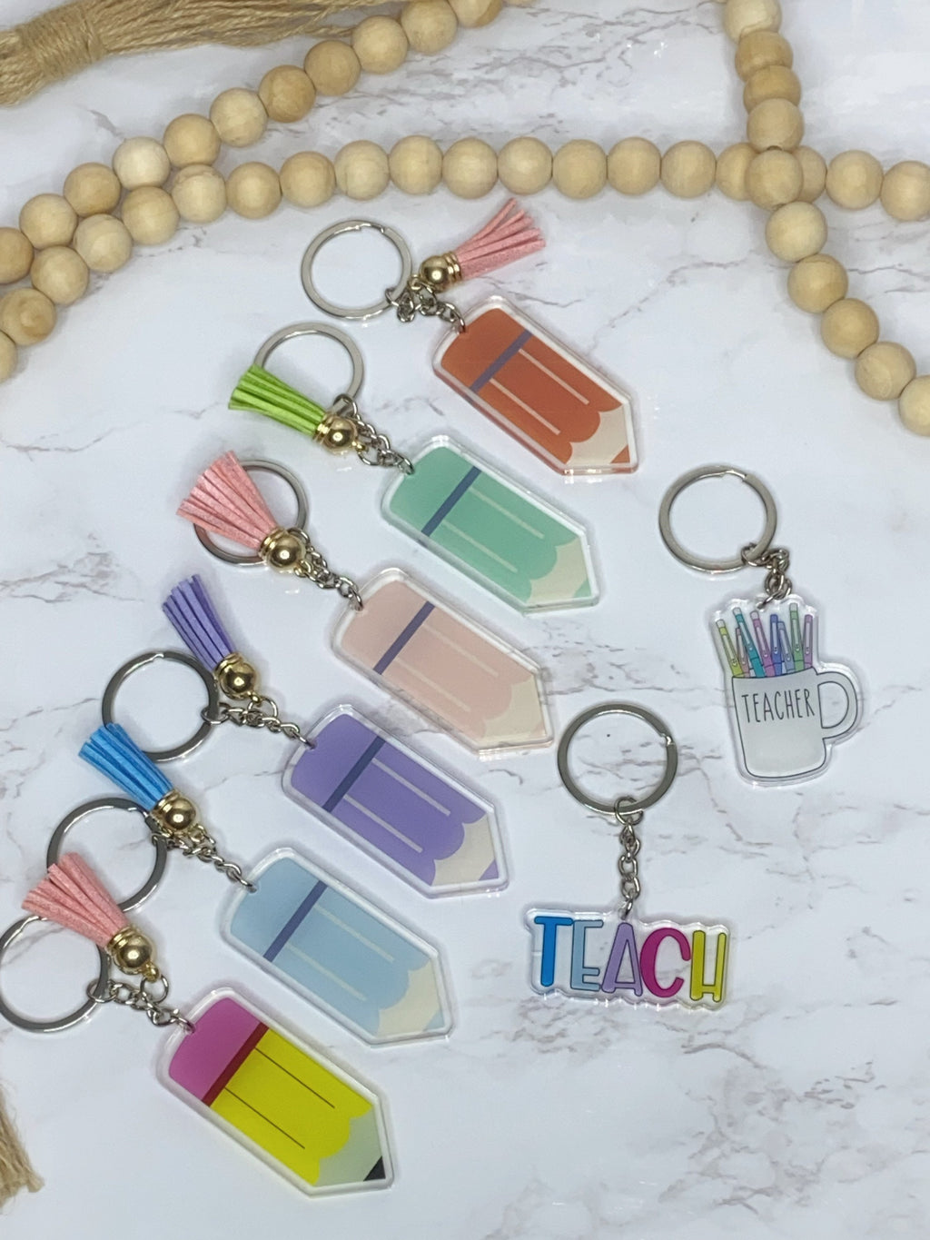 Teacher Keychains - Pastel Pencil Keychains