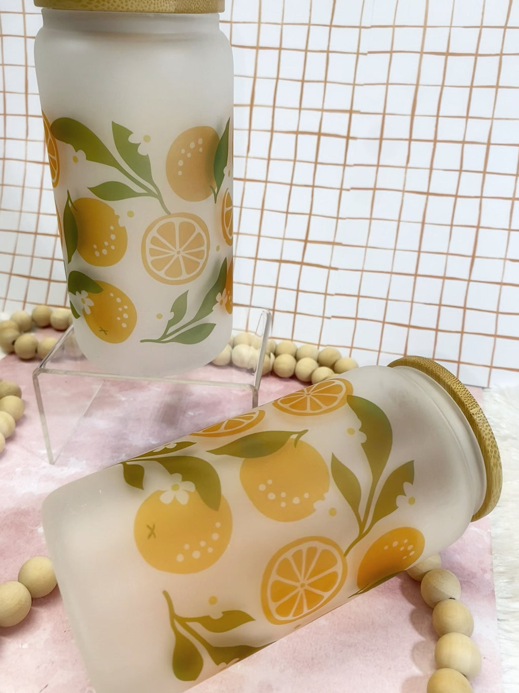 Frosted Beer Can Glass - Oranges themed