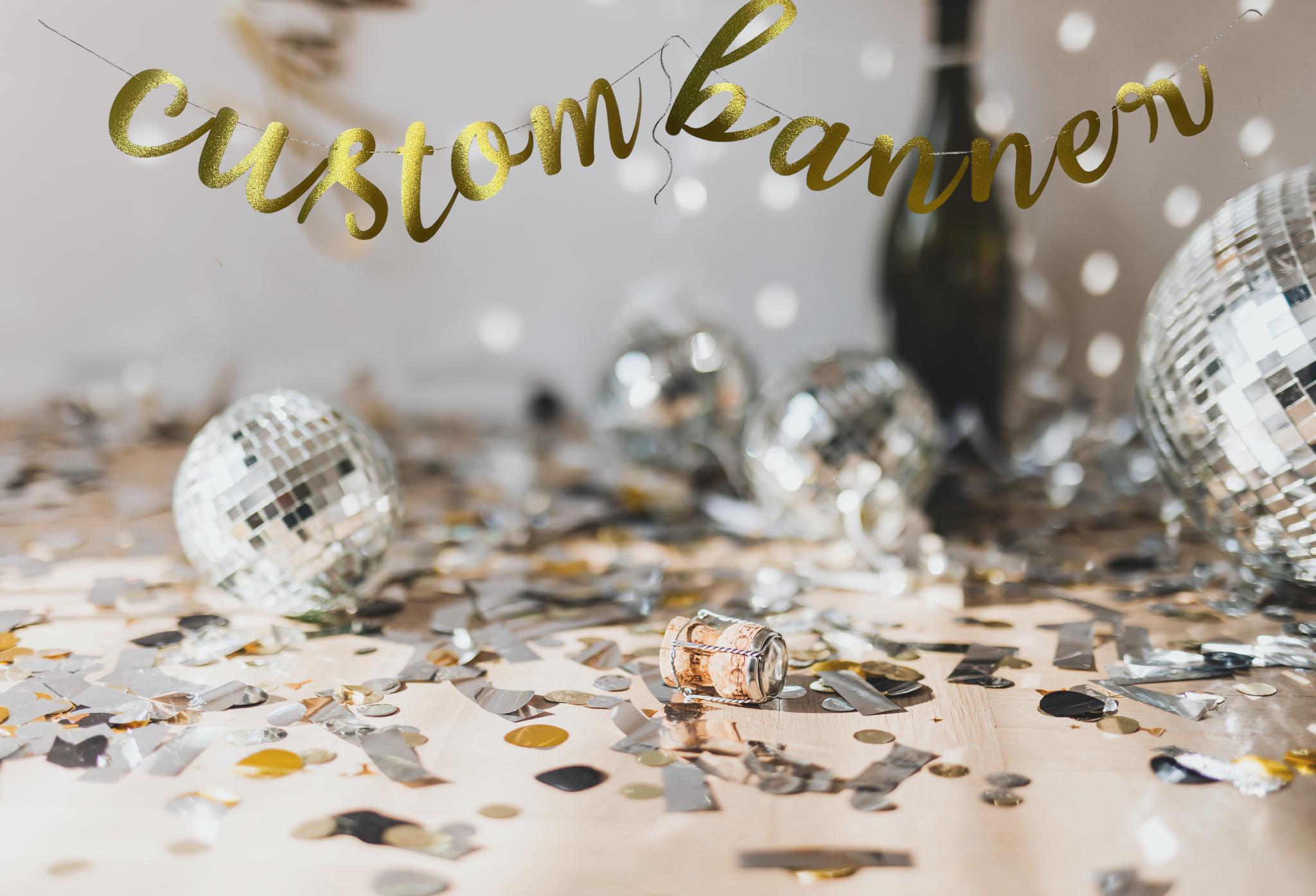 Personalized Glitter Cardstock Banner: Custom Party Decoration