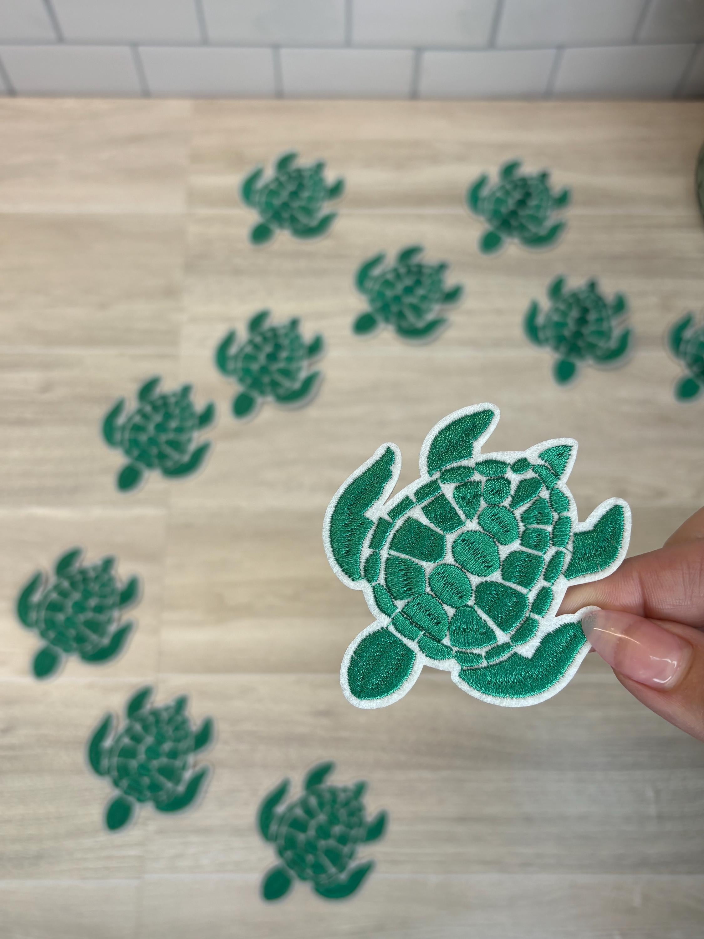 Green Turtle Embroidery Patch | Iron-On Applique (2–4”)