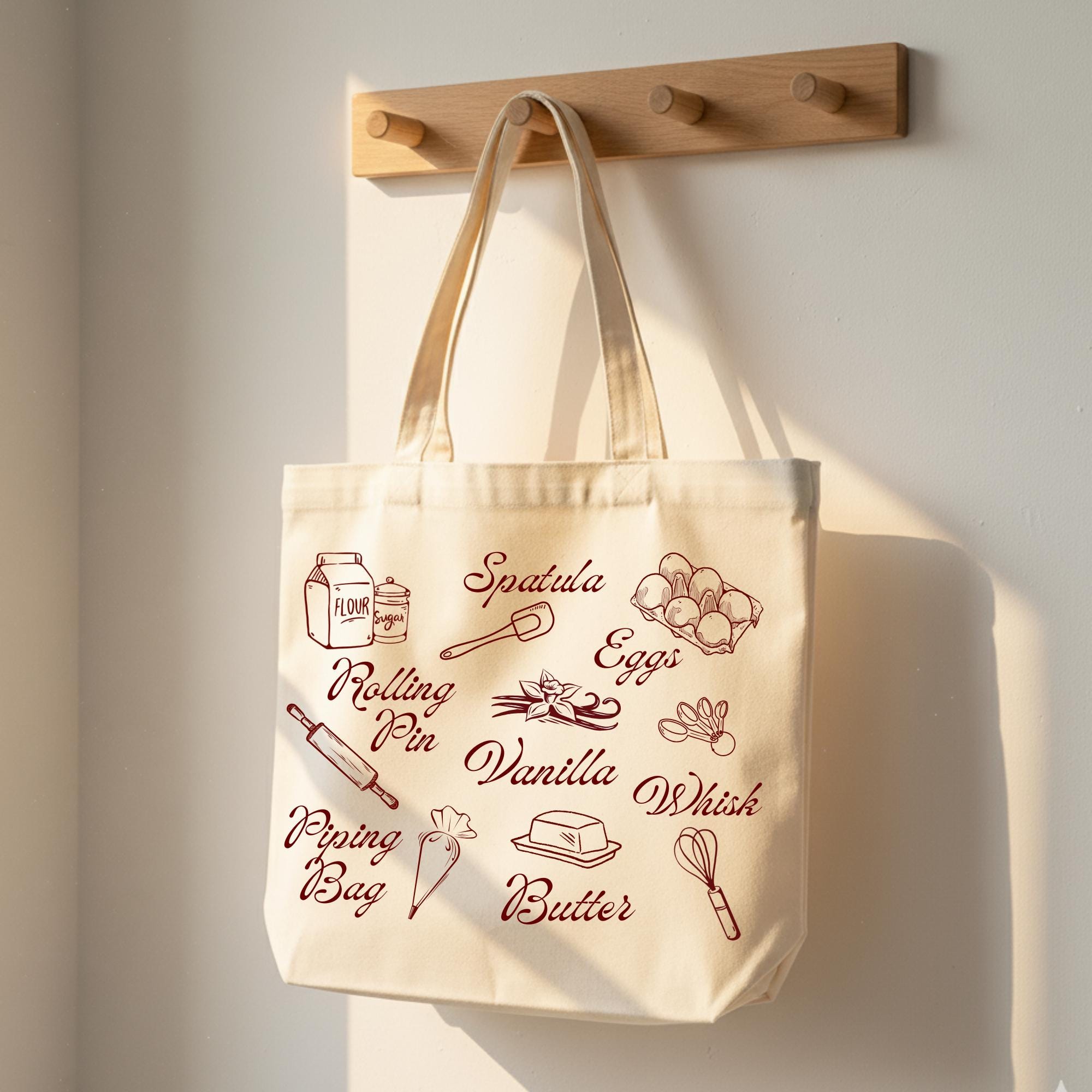 Minimalist Baking Canvas Tote Bag, Baker Gift, Baking Essentials Tote, Cute Baking Bag, Gift for Baker, Kitchen Lover Tote, Pastry Chef Gift