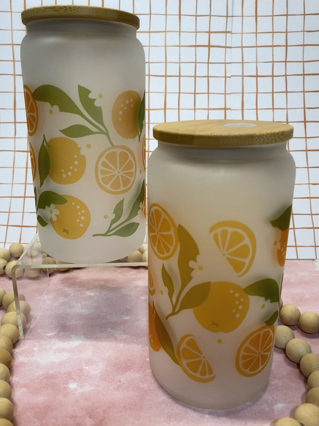 Frosted Beer Can Glass - Oranges themed