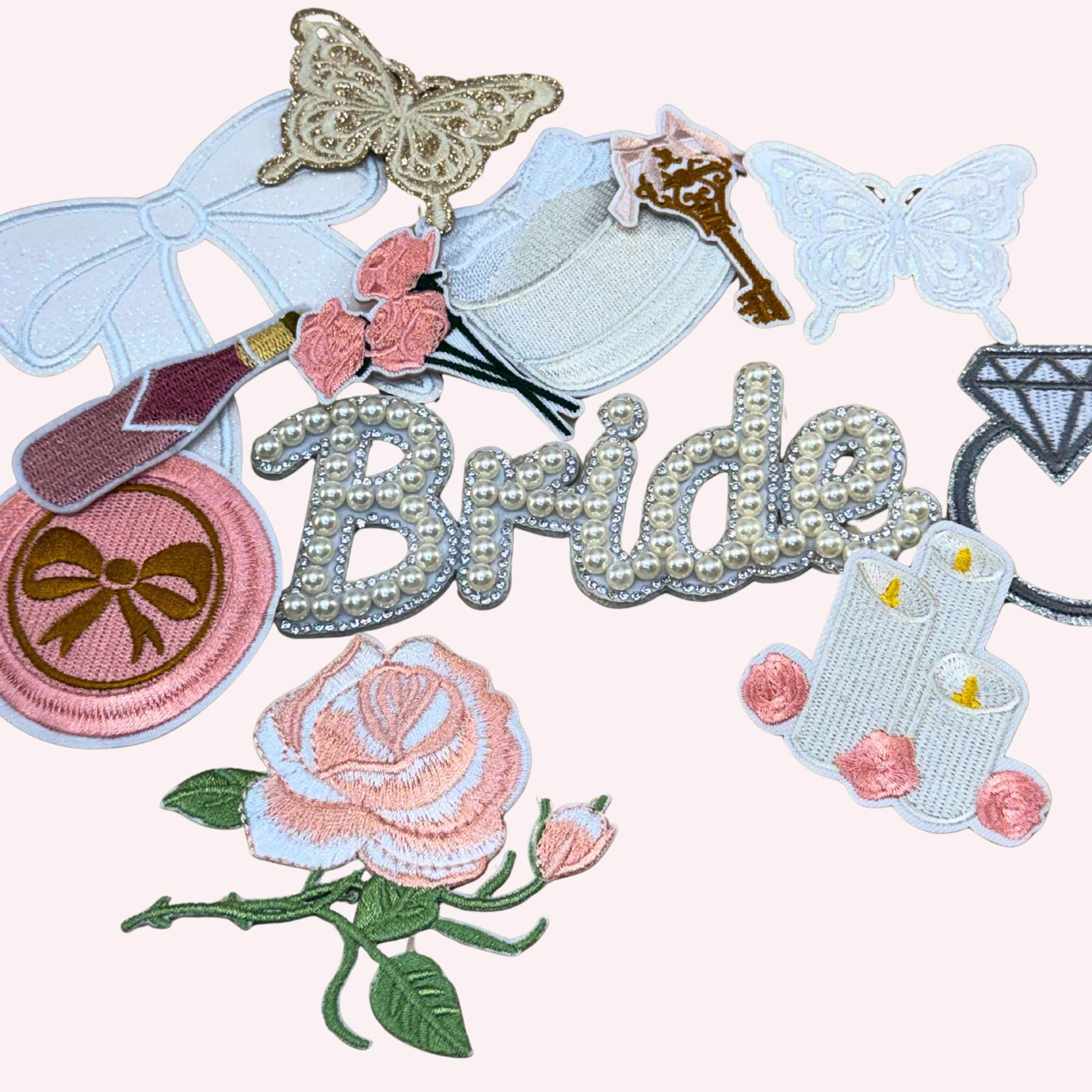 Embroidered Bride Iron On Patch Bundle | DIY Bachelorette Jacket Appliqués