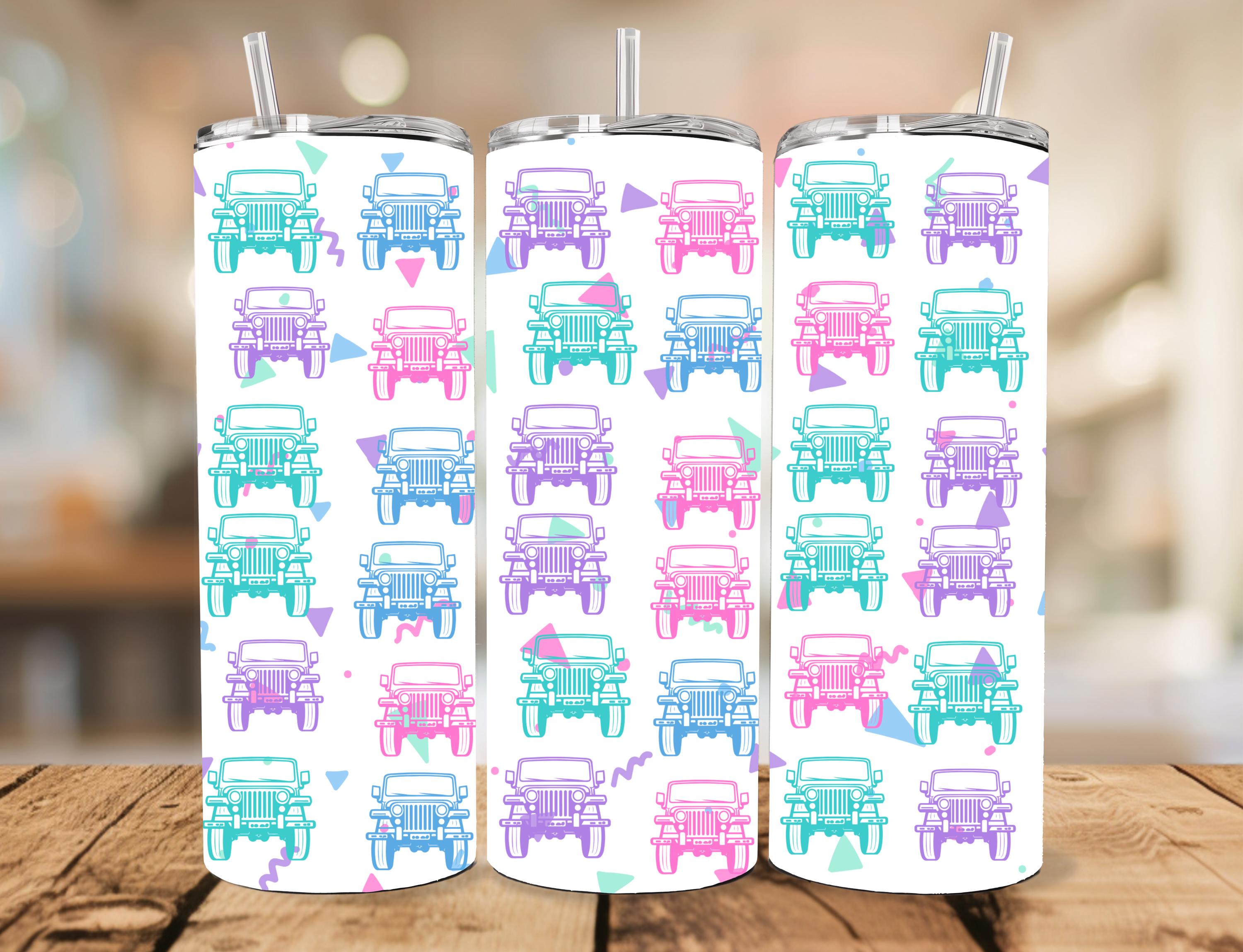 Pastel Retro Trucks Tumbler: 20 oz Skinny Stainless Steel