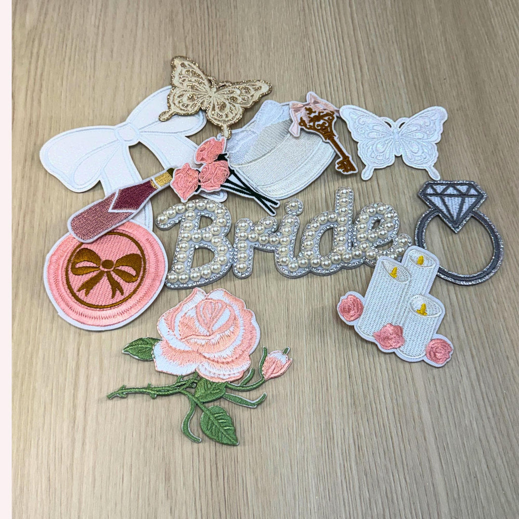 Embroidered Bride Iron On Patch Bundle | DIY Bachelorette Jacket Appliqués