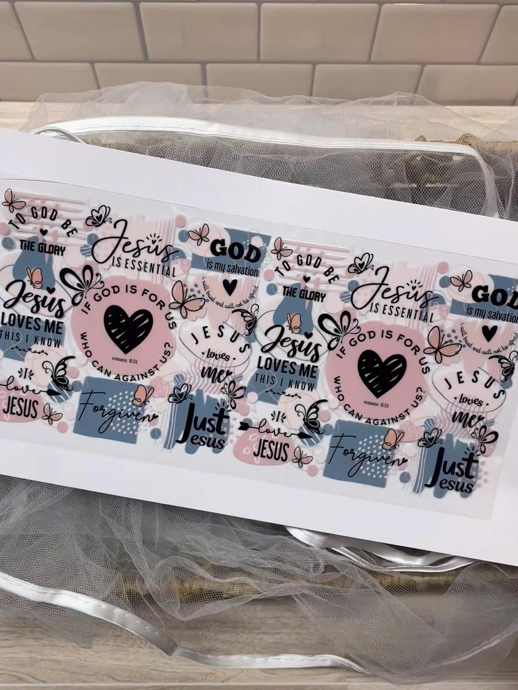 Christian UV DTF Wrap for 16oz Glass Cup, Jesus, Scripture, Inspirational Cup Transfer