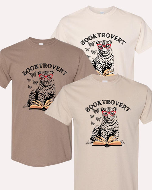 Booktrovert Leopard Tee: Book Lover Graphic T-Shirt