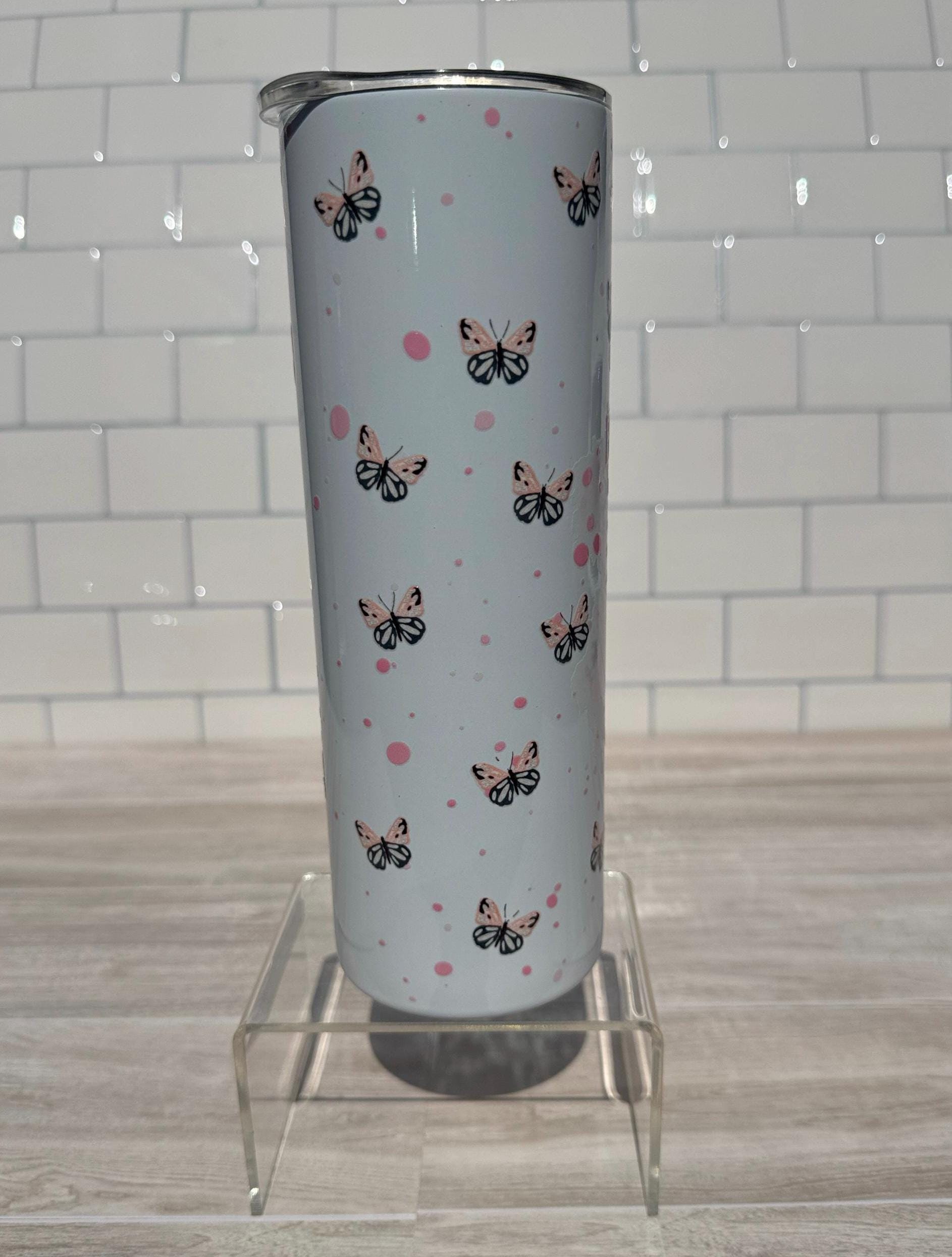 Booktrovert Tumbler: Books & Butterflies Stainless Steel Reader Gift