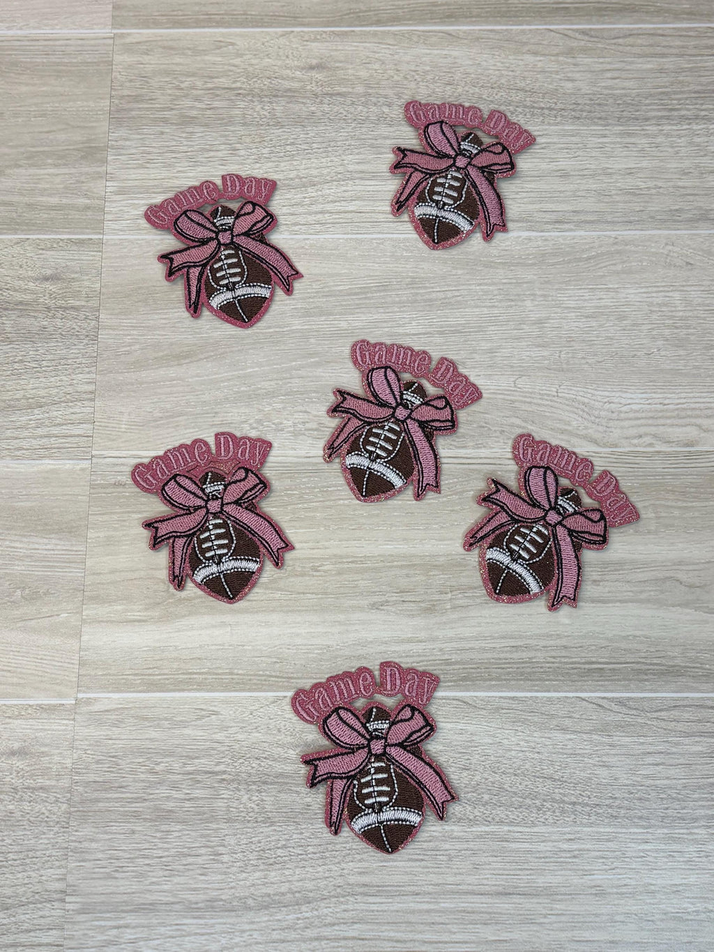 Girly Game Day Football Embroidery Patch | Iron-On Pink Applique