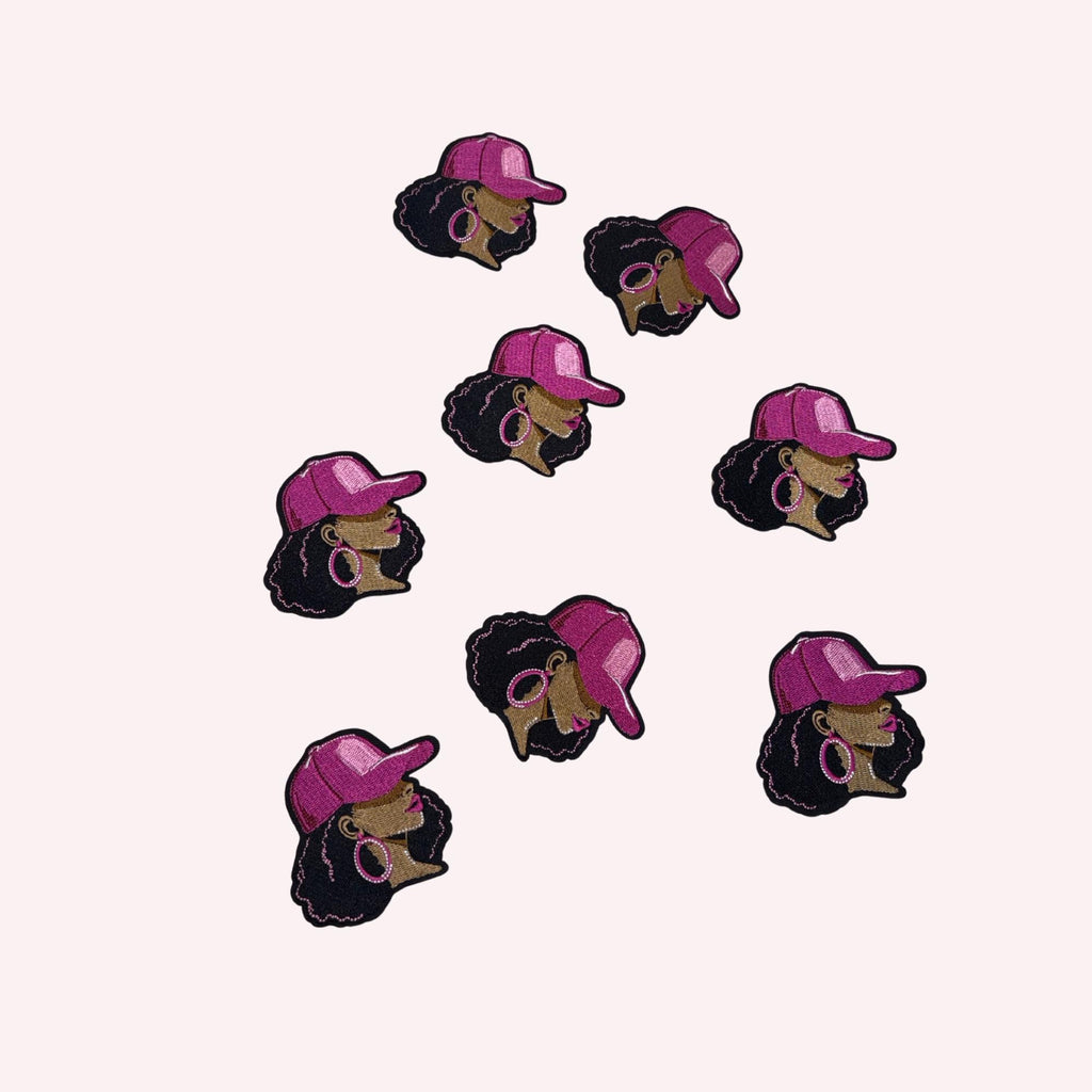 Woman with Baseball Cap Embroidery Patch (2–3.5”)