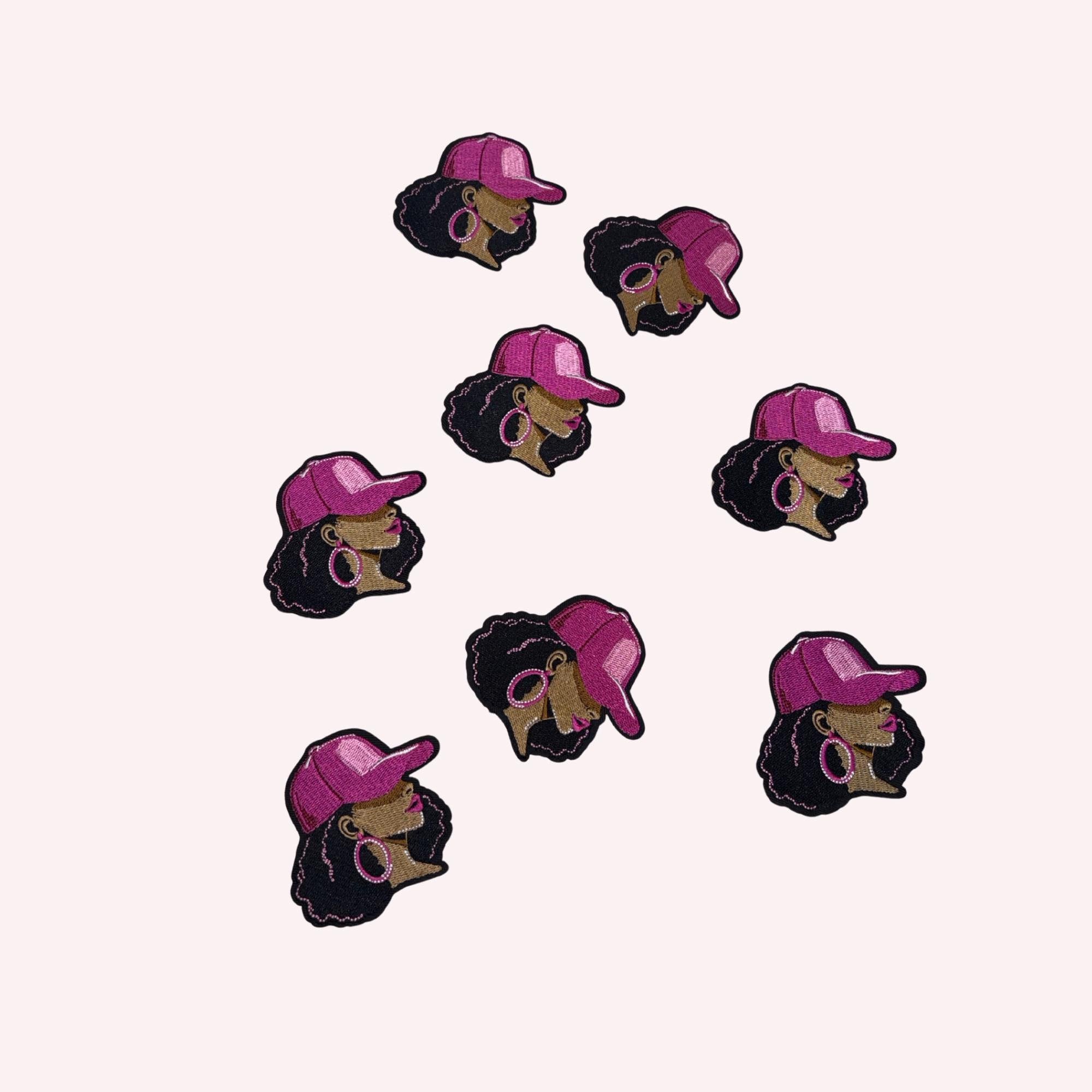 Woman with Baseball Cap Embroidery Patch (2–3.5”)